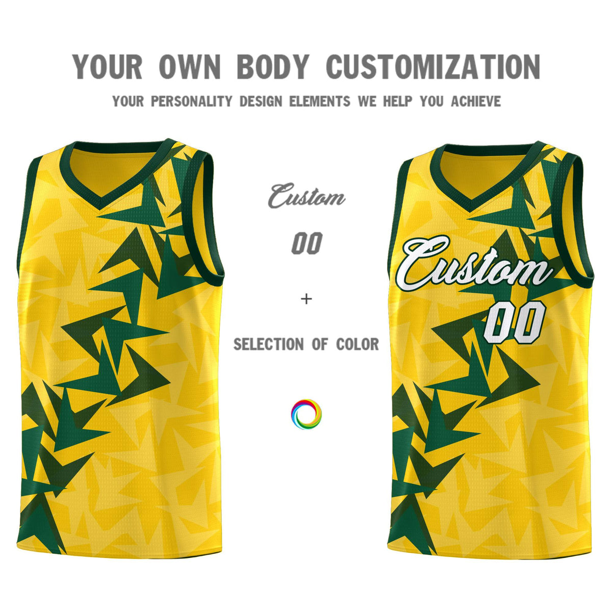 Custom Gold Boomerang Pattern Sets Basketball Jersey