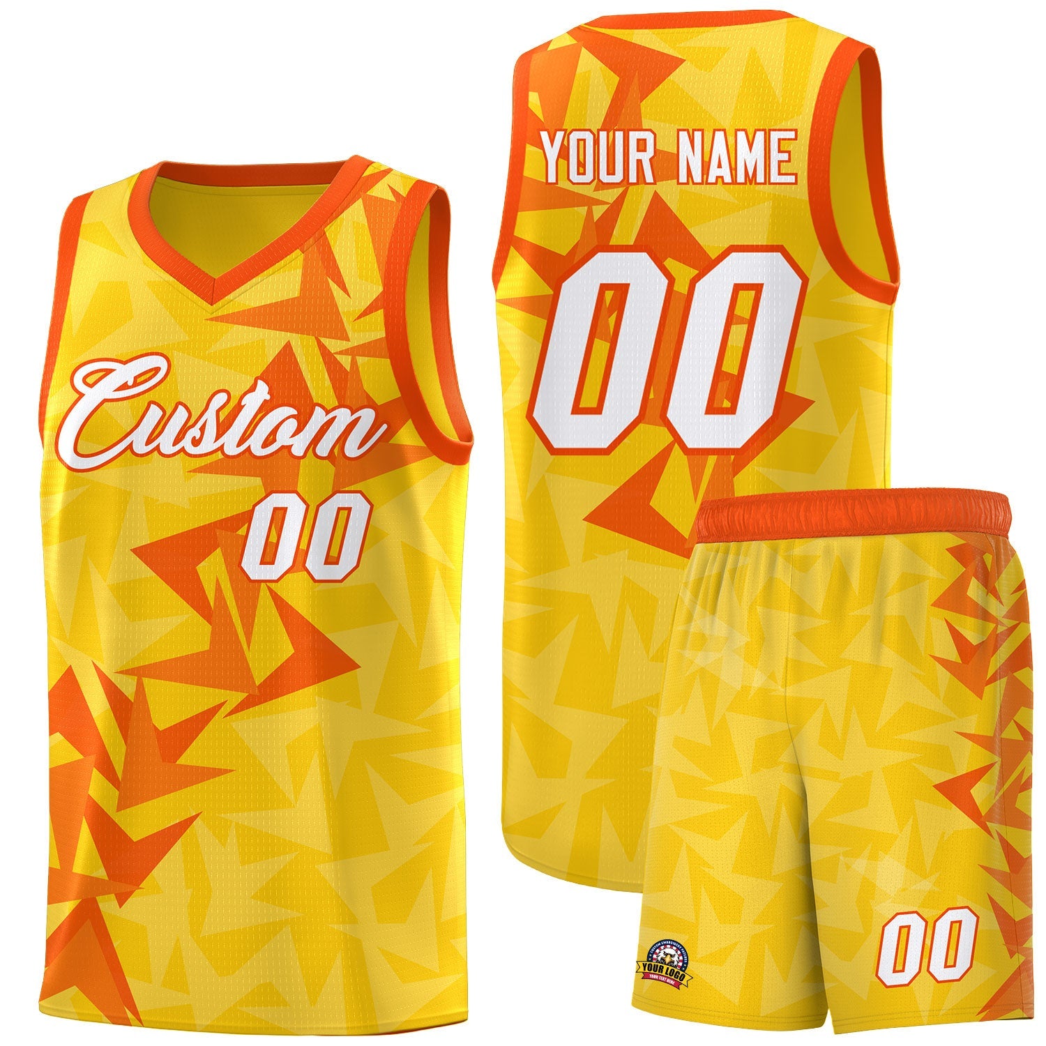 Custom Gold Boomerang Pattern Sets Basketball Jersey