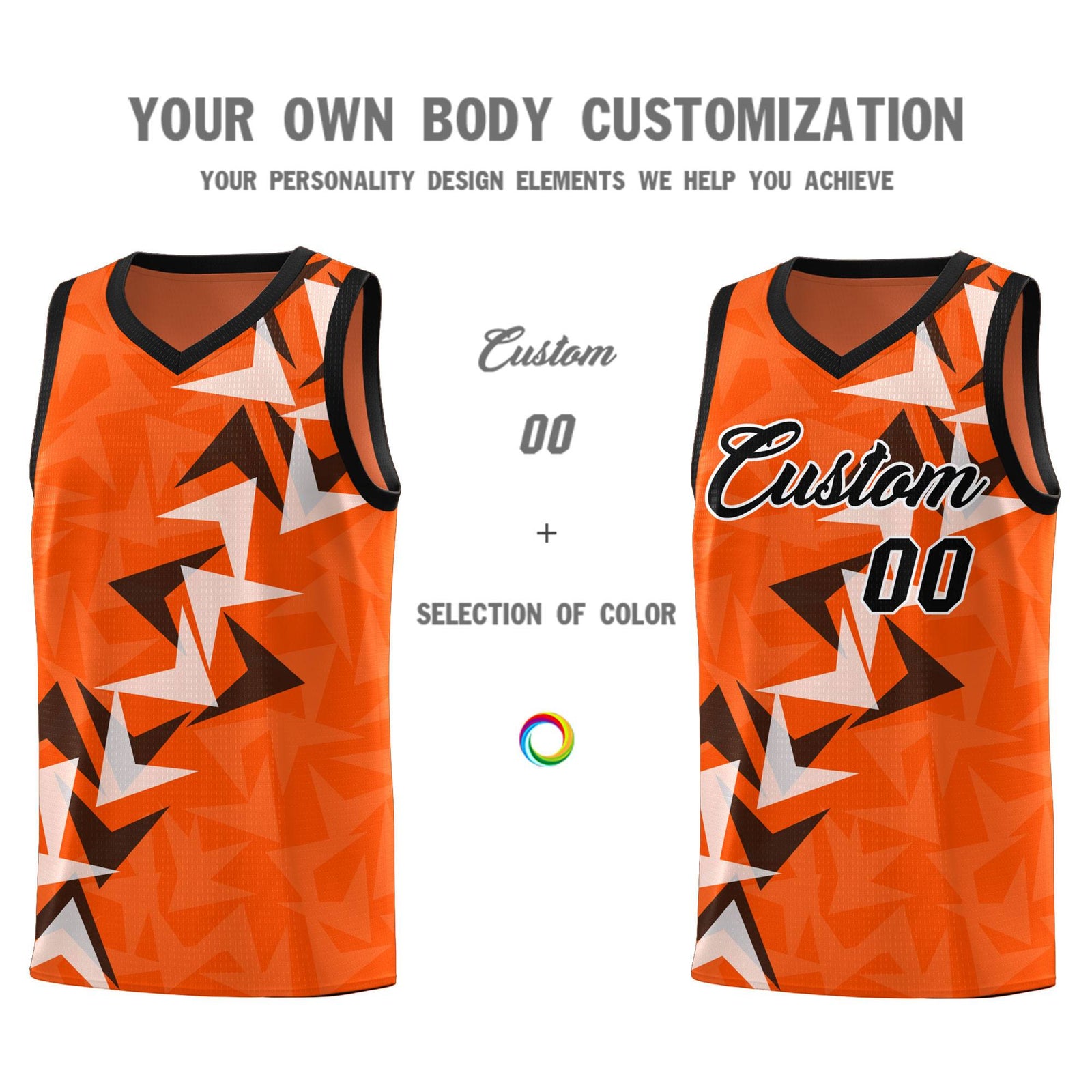 Custom Orange Boomerang Pattern Sets Basketball Jersey