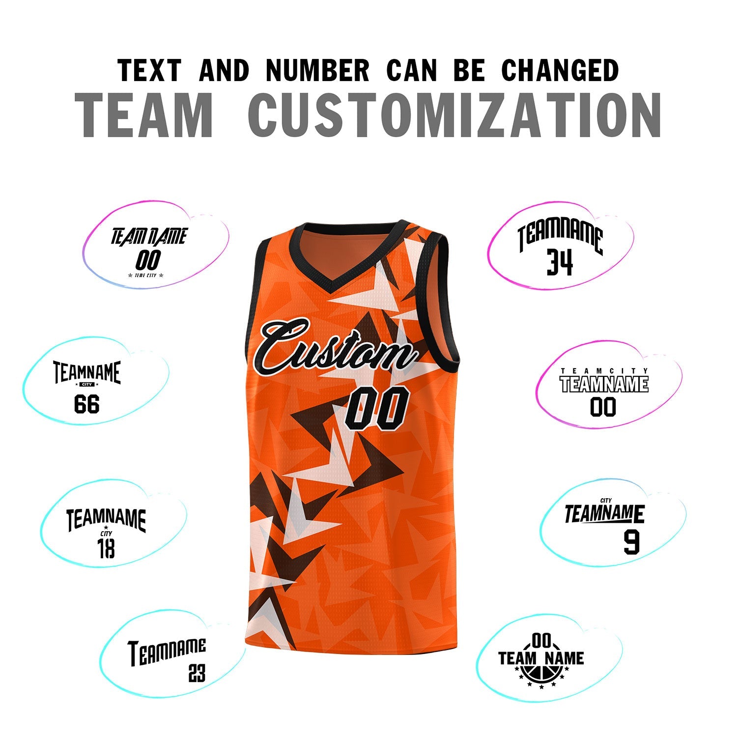 Custom Orange Boomerang Pattern Sets Basketball Jersey