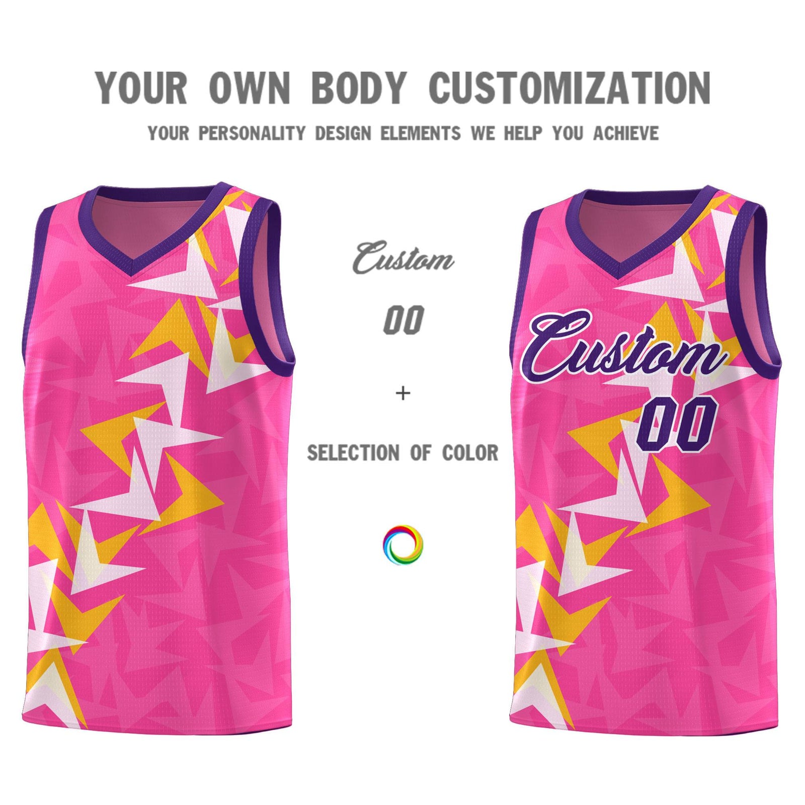 Custom Pink Boomerang Pattern Sets Basketball Jersey