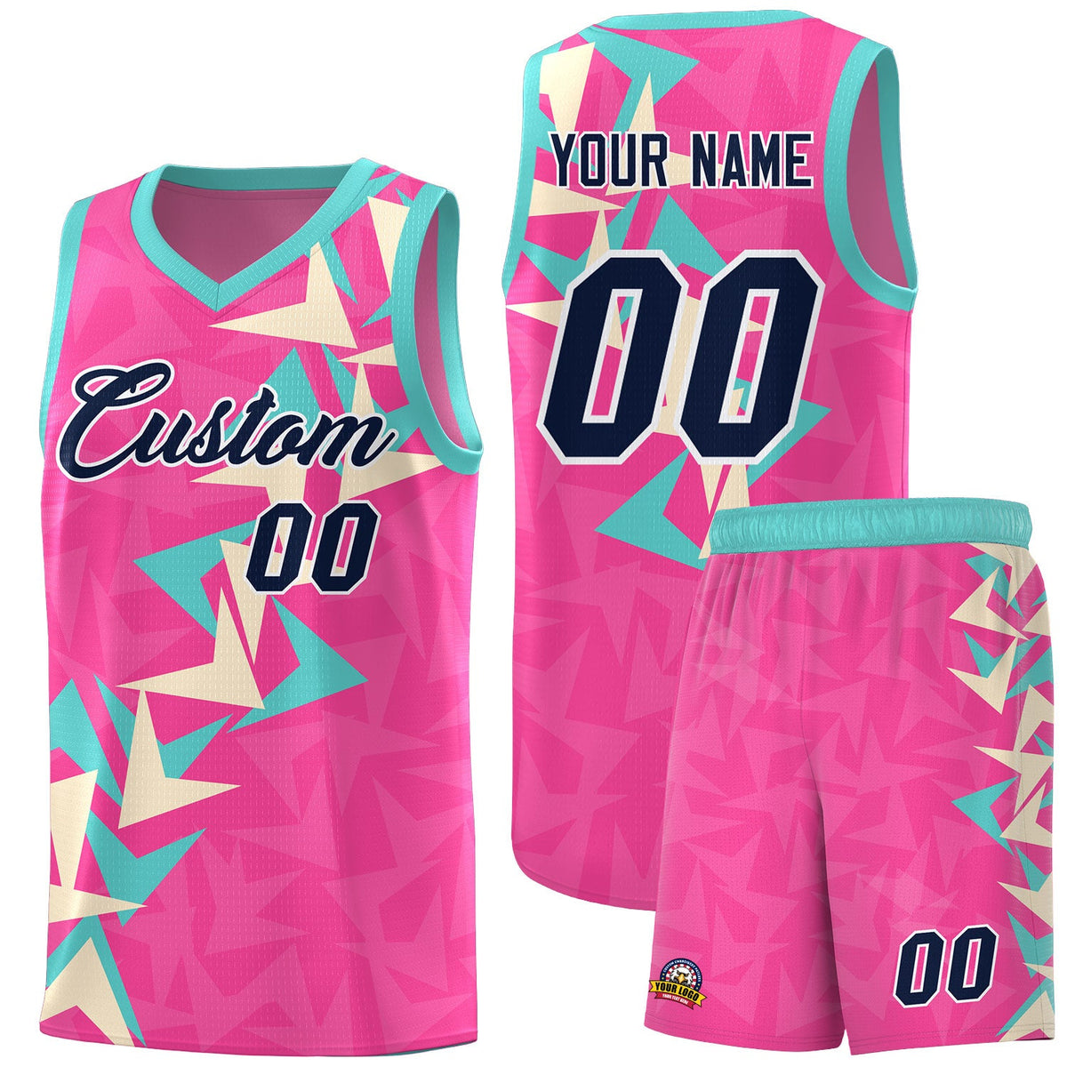 Custom Pink Boomerang Pattern Sets Basketball Jersey