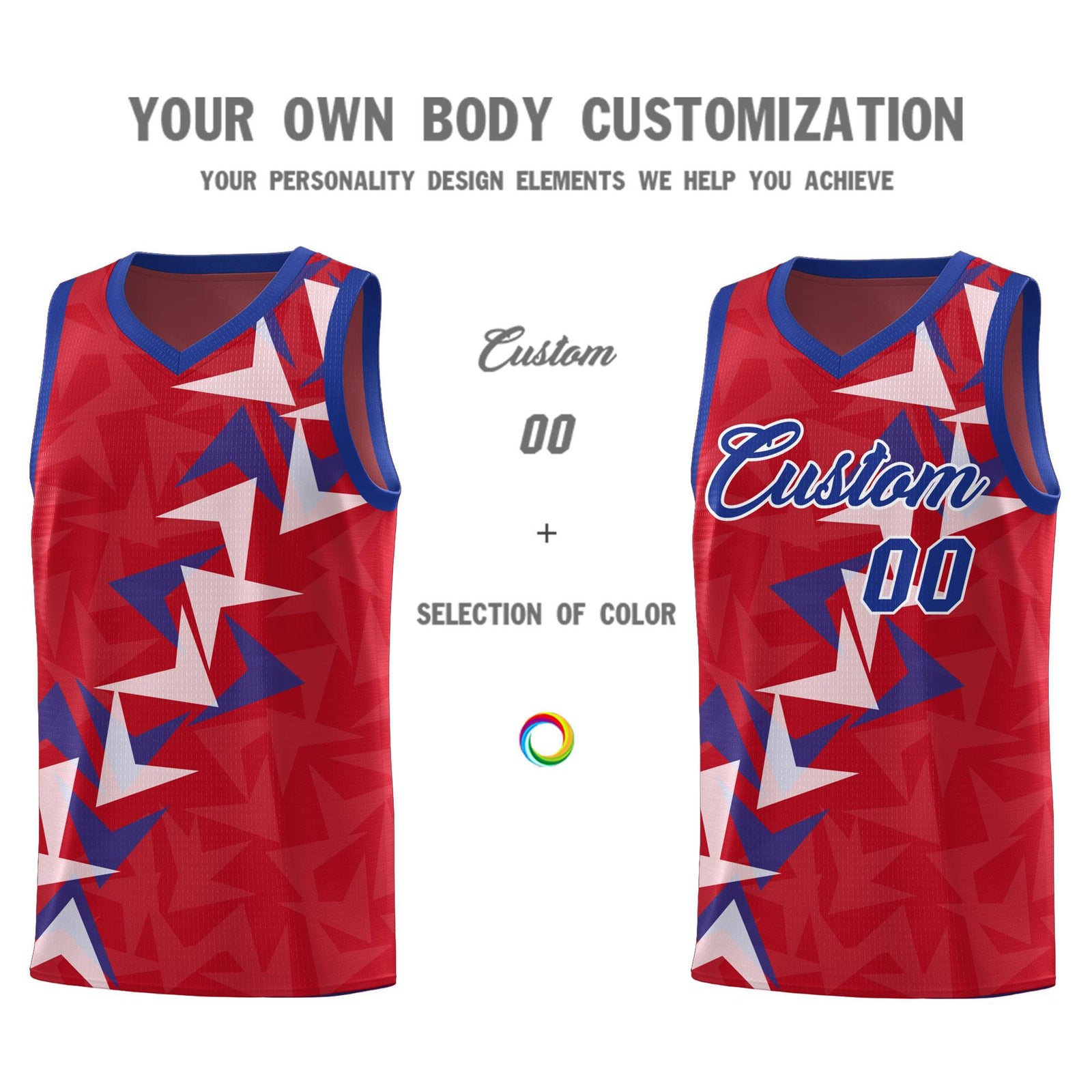 Custom Red Boomerang Pattern Sets Basketball Jersey