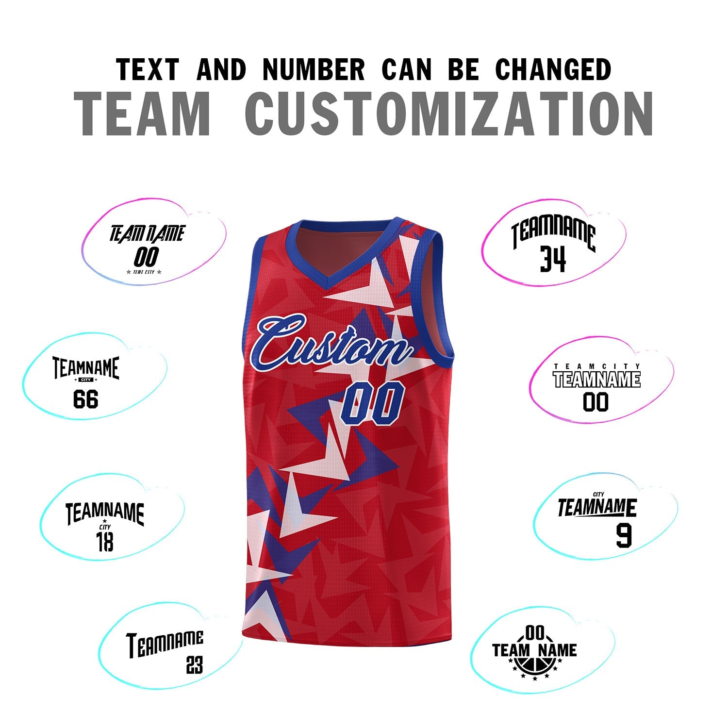 Custom Red Boomerang Pattern Sets Basketball Jersey