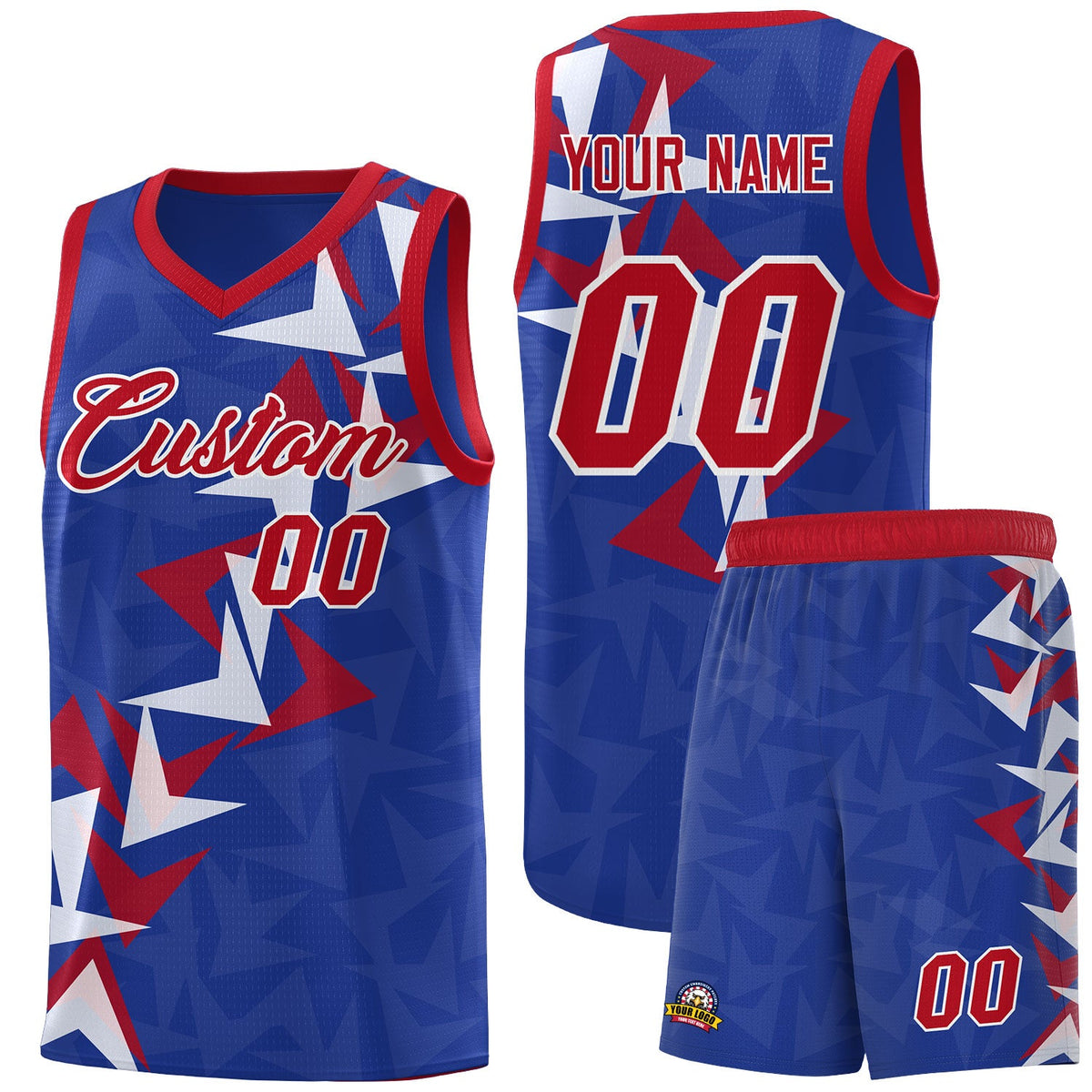 Custom Royal Boomerang Pattern Sets Basketball Jersey