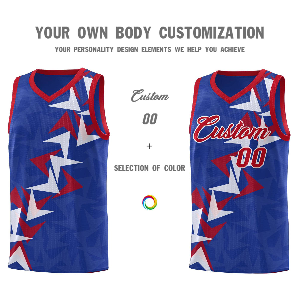Custom Royal Boomerang Pattern Sets Basketball Jersey
