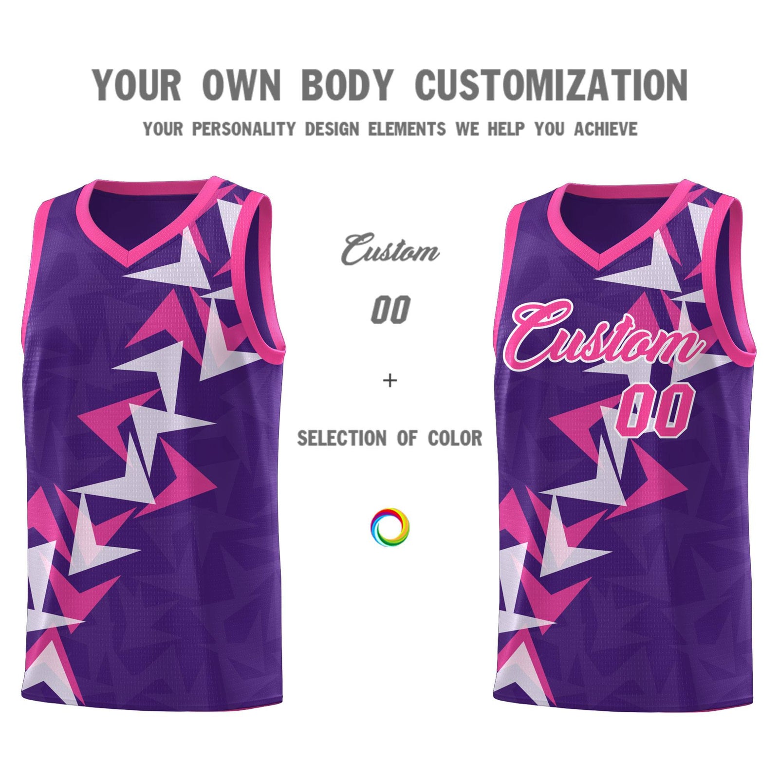 Custom Purple Boomerang Pattern Sets Basketball Jersey