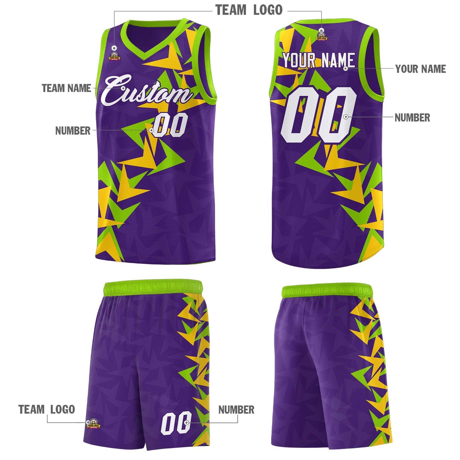 Custom Purple Boomerang Pattern Sets Basketball Jersey