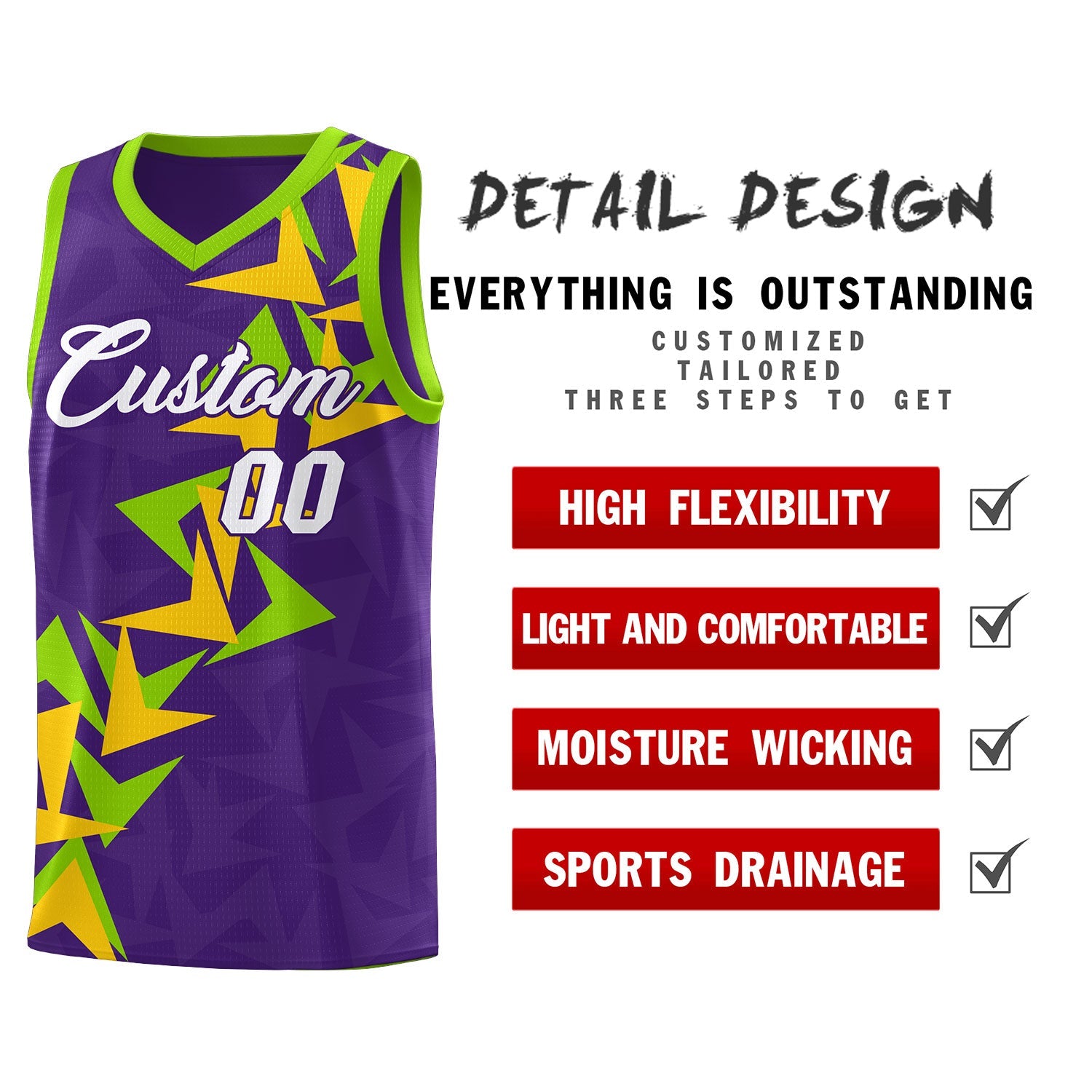 Custom Purple Boomerang Pattern Sets Basketball Jersey
