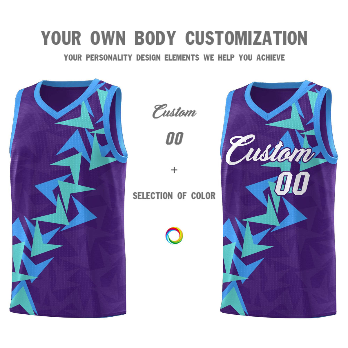 Custom Purple Boomerang Pattern Sets Basketball Jersey