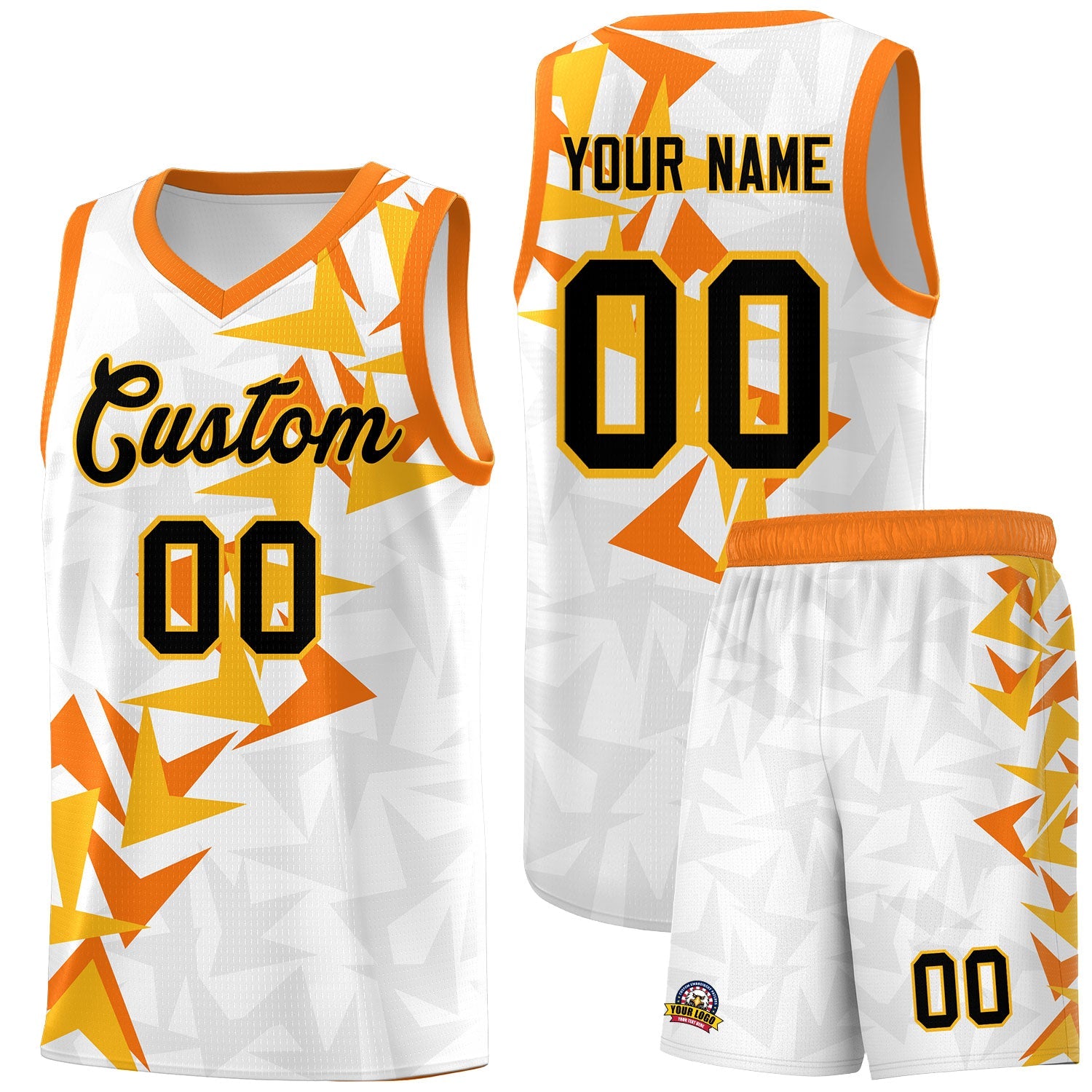 Custom White Boomerang Pattern Sets Basketball Jersey
