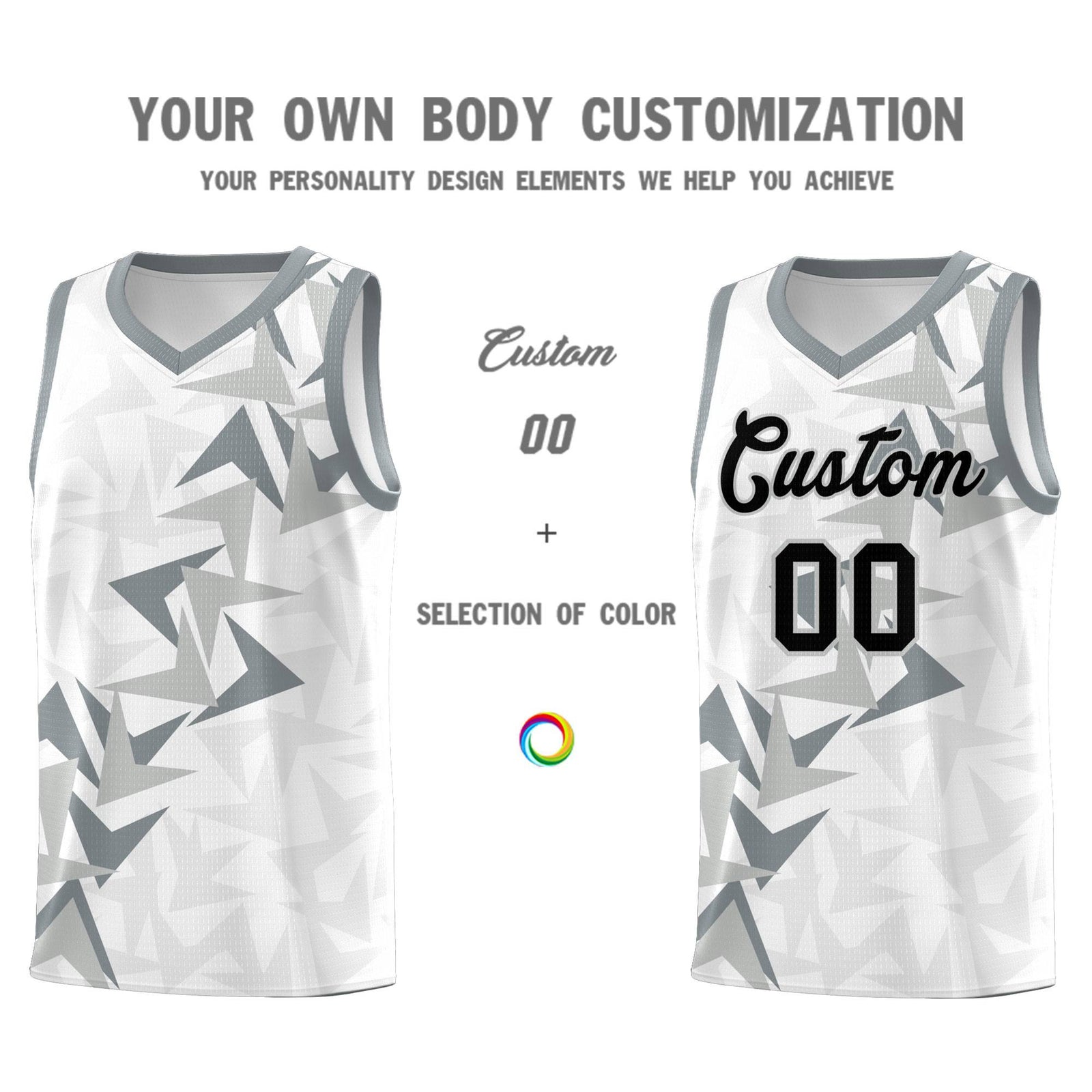 Custom White Boomerang Pattern Sets Basketball Jersey