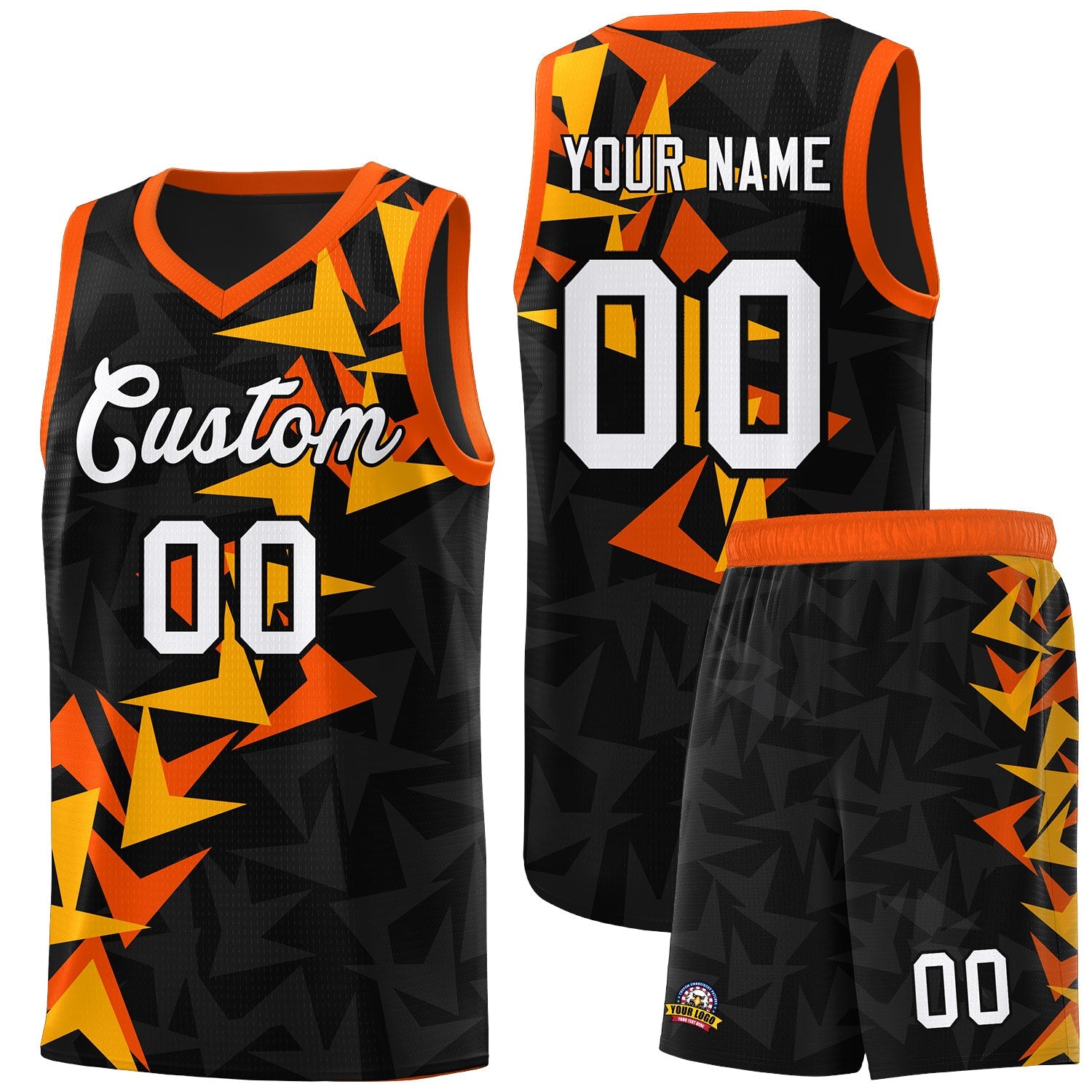 Custom Black Boomerang Pattern Sets Basketball Jersey