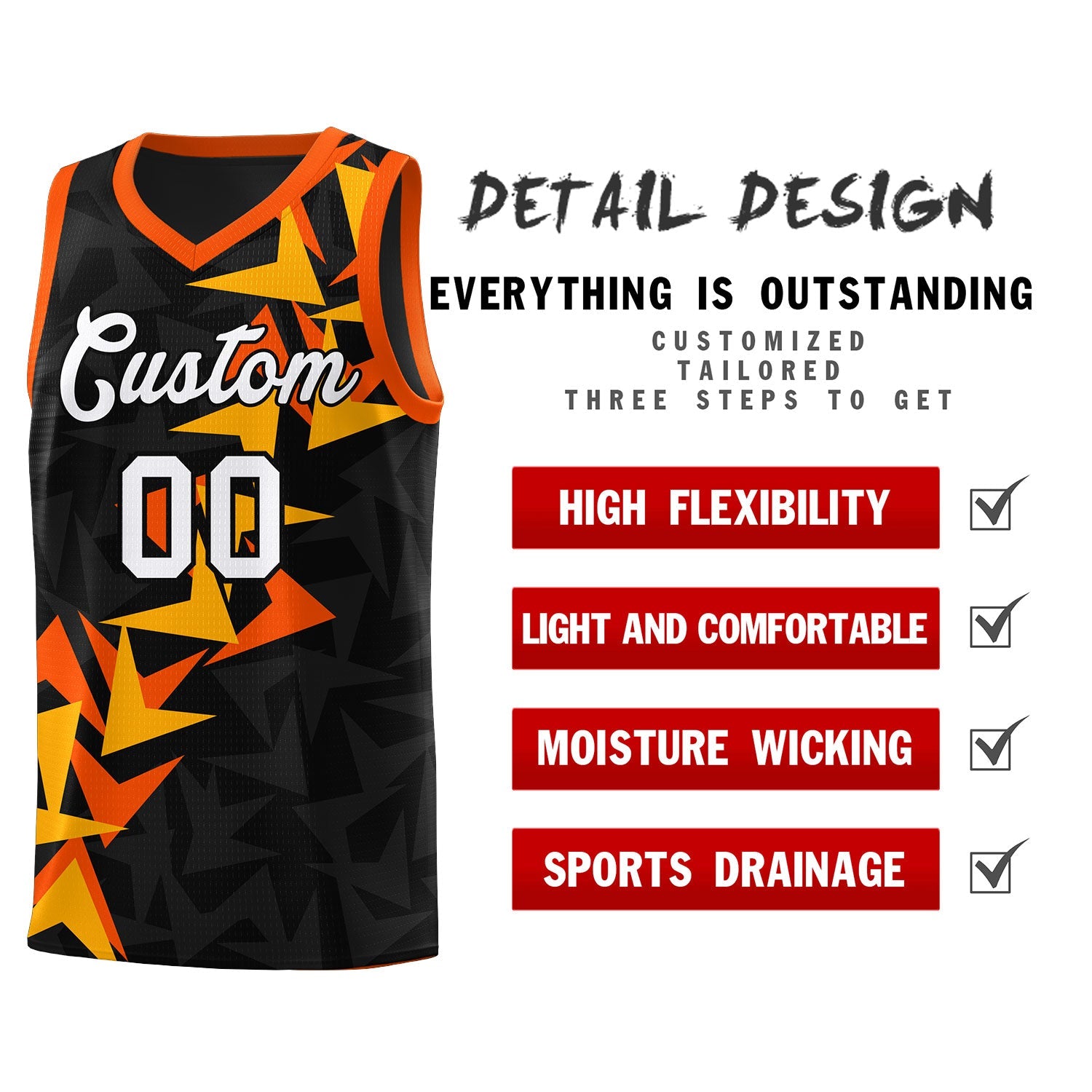 Custom Black Boomerang Pattern Sets Basketball Jersey