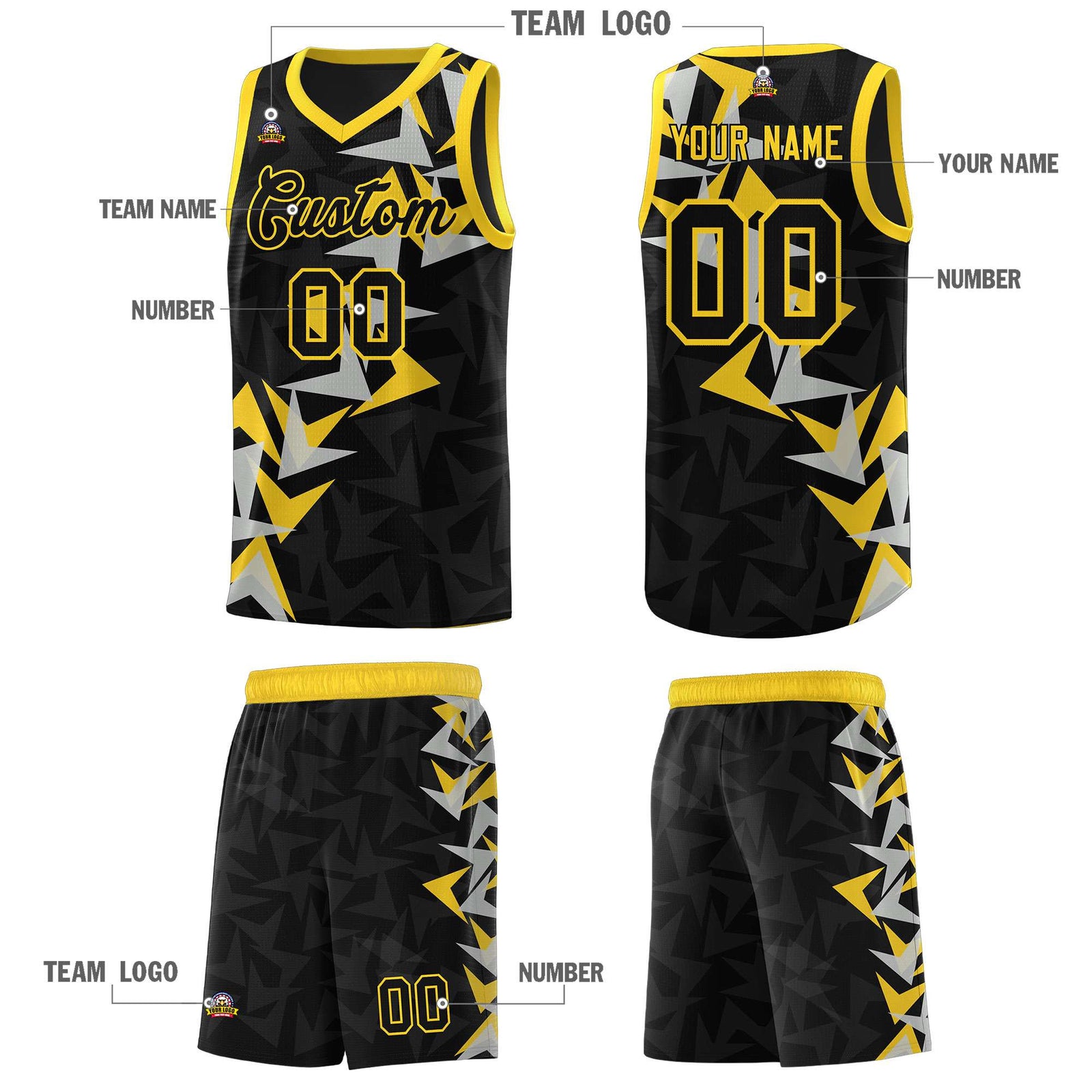 Custom Black Boomerang Pattern Sets Basketball Jersey