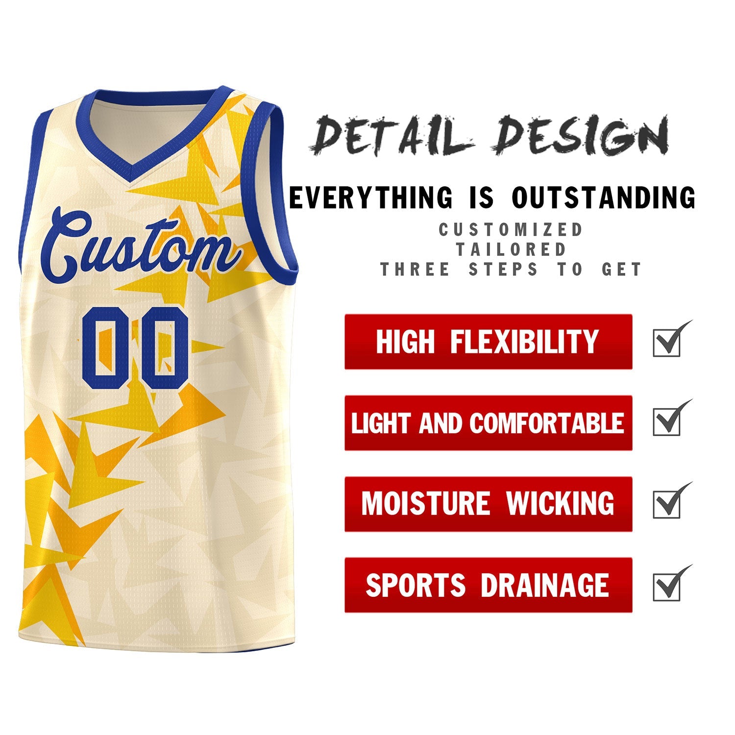 Custom Cream Boomerang Pattern Sets Basketball Jersey