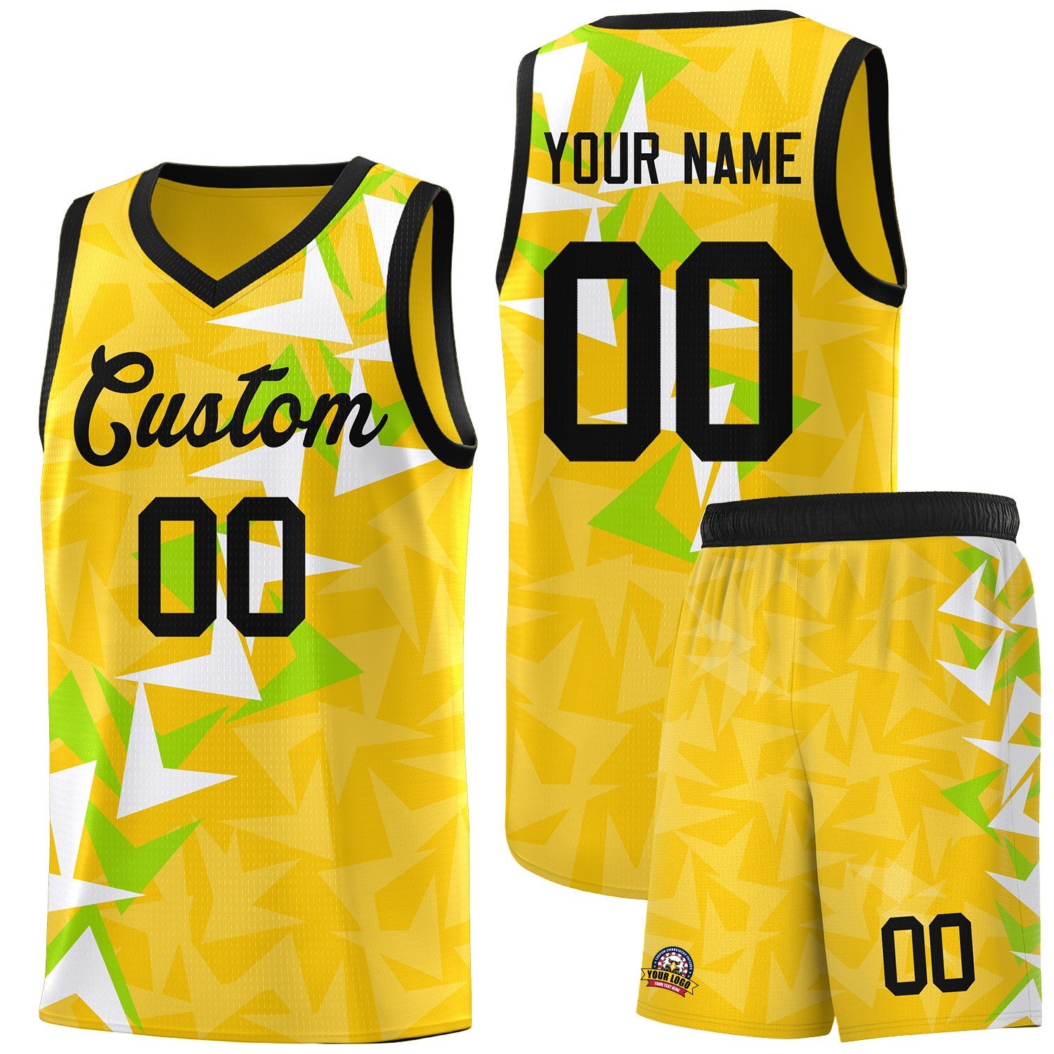 Custom Gold Boomerang Pattern Sets Basketball Jersey