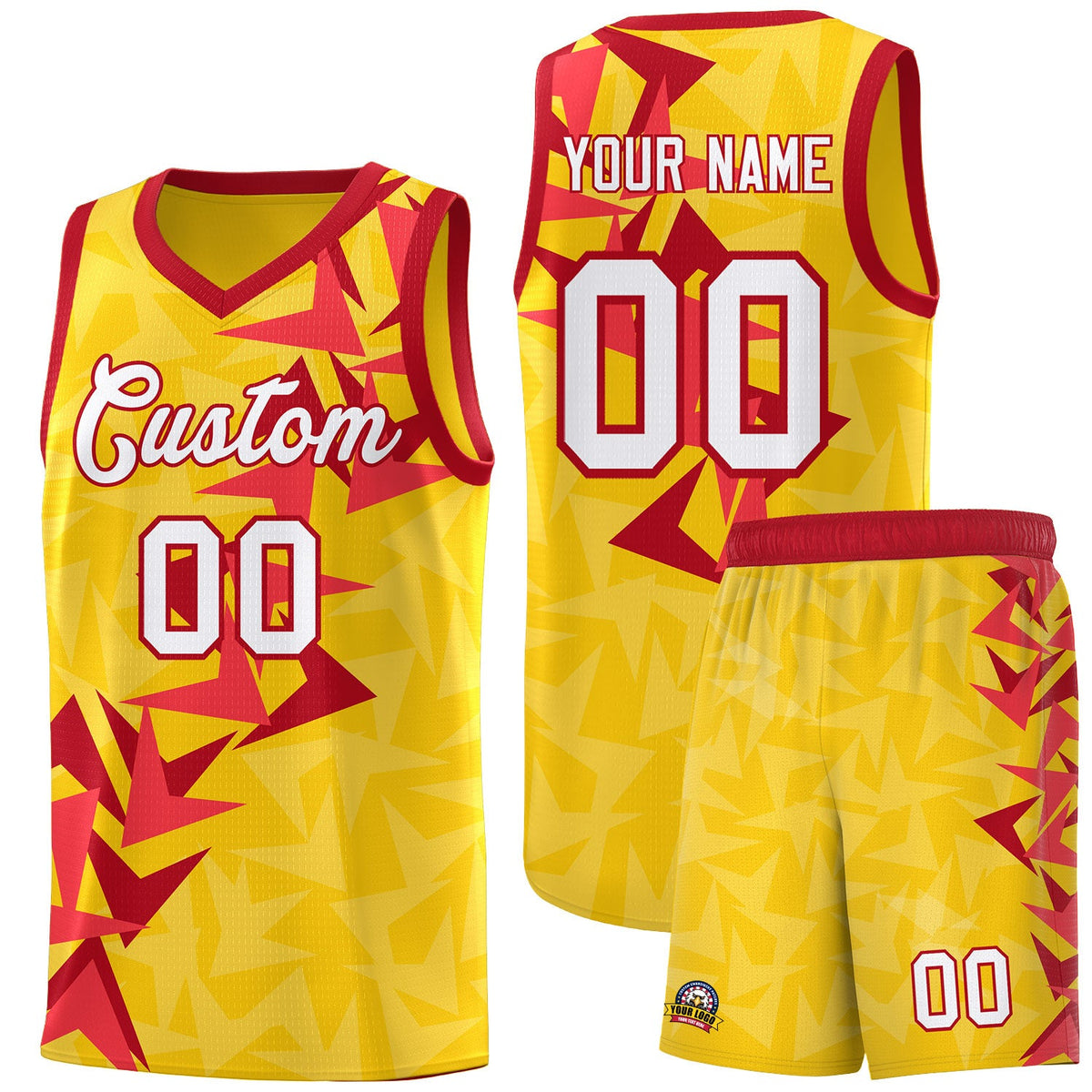Custom Gold Boomerang Pattern Sets Basketball Jersey