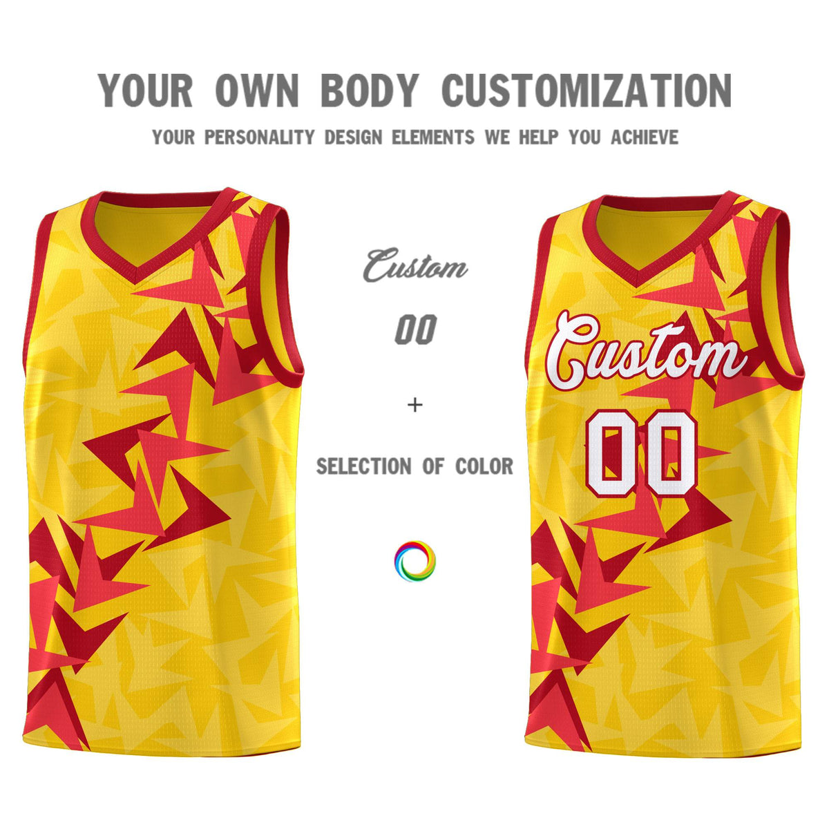 Custom Gold Boomerang Pattern Sets Basketball Jersey