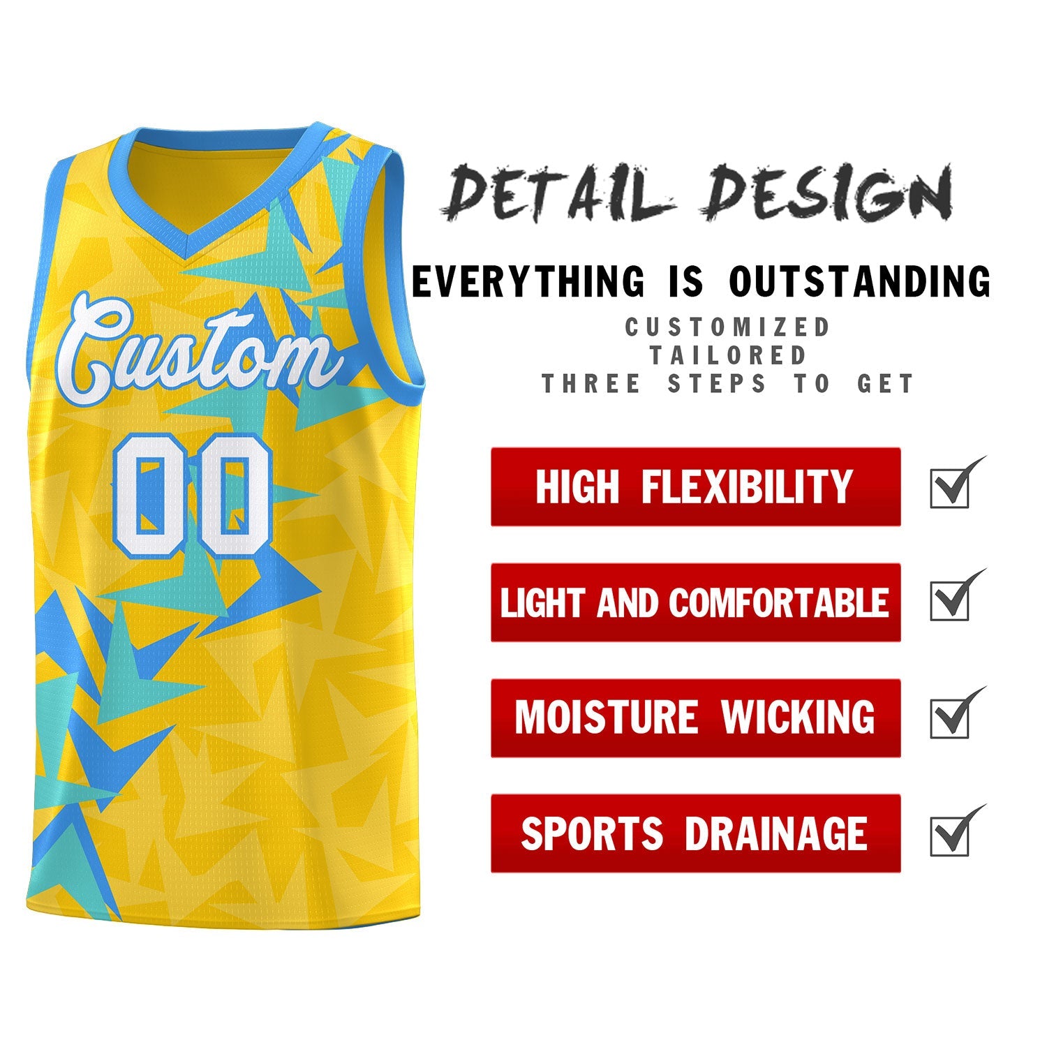 Custom Gold Boomerang Pattern Sets Basketball Jersey