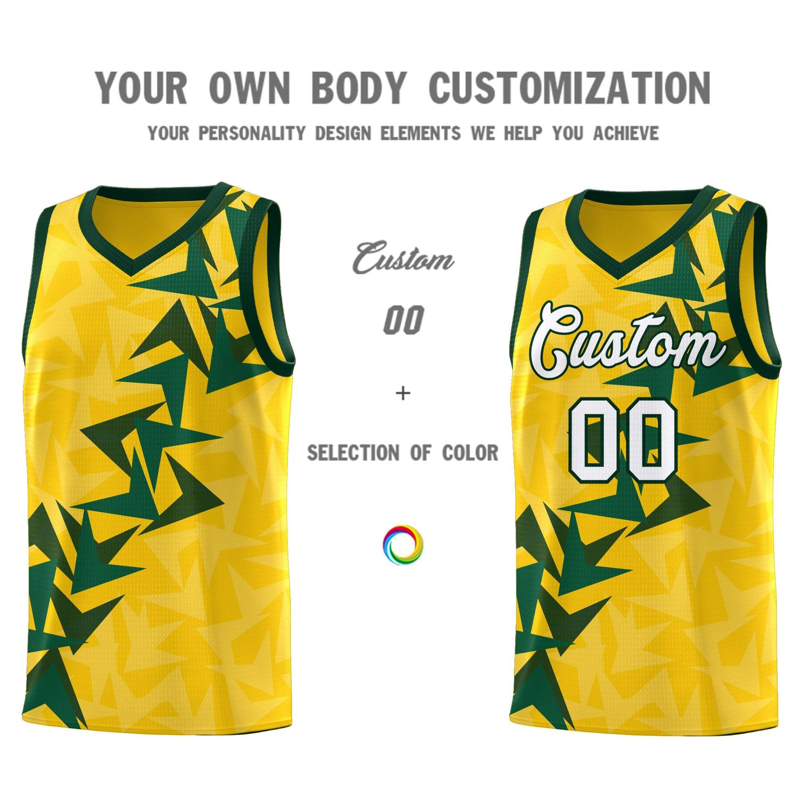 Custom Gold Boomerang Pattern Sets Basketball Jersey