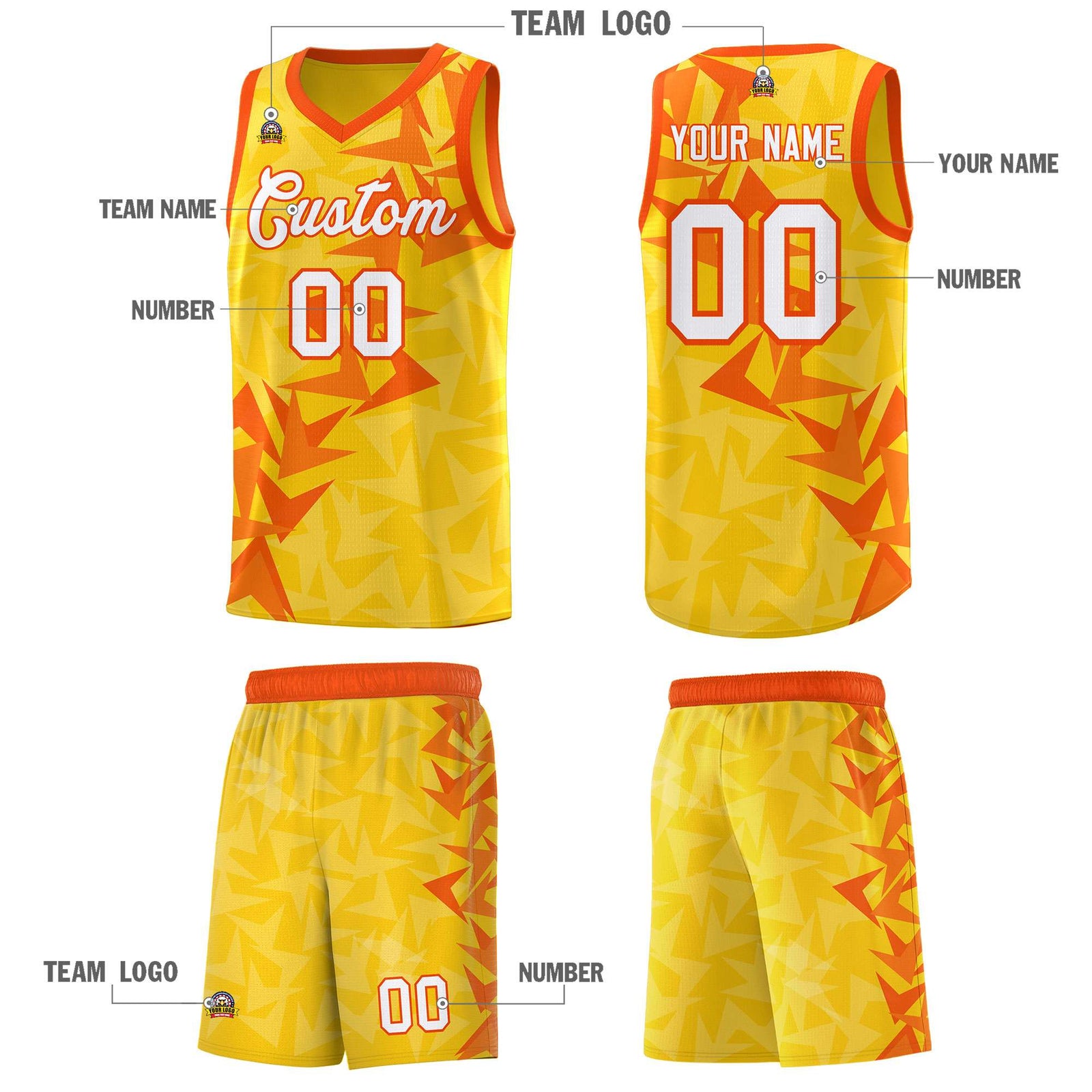 Custom Gold Boomerang Pattern Sets Basketball Jersey