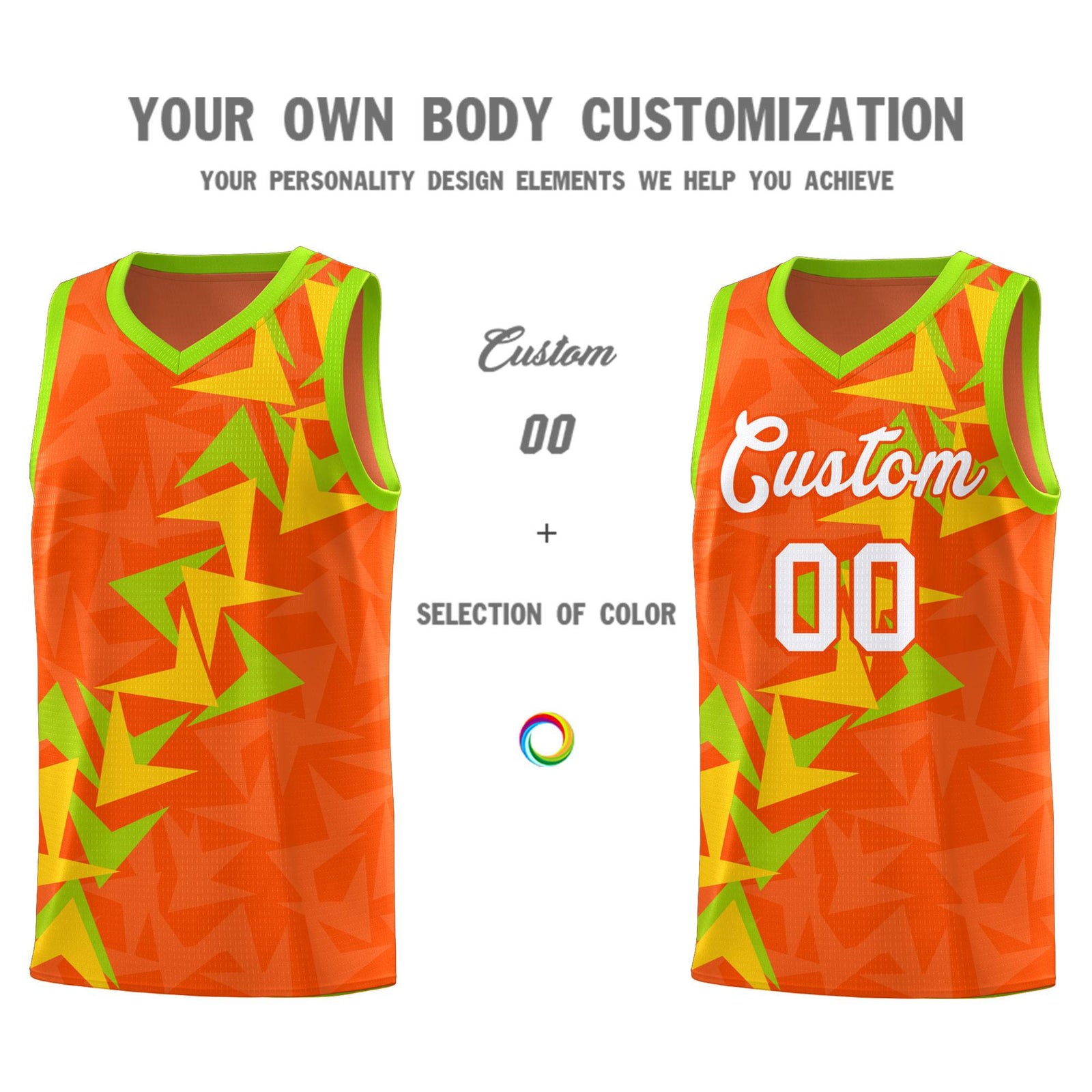 Custom Orange Boomerang Pattern Sets Basketball Jersey