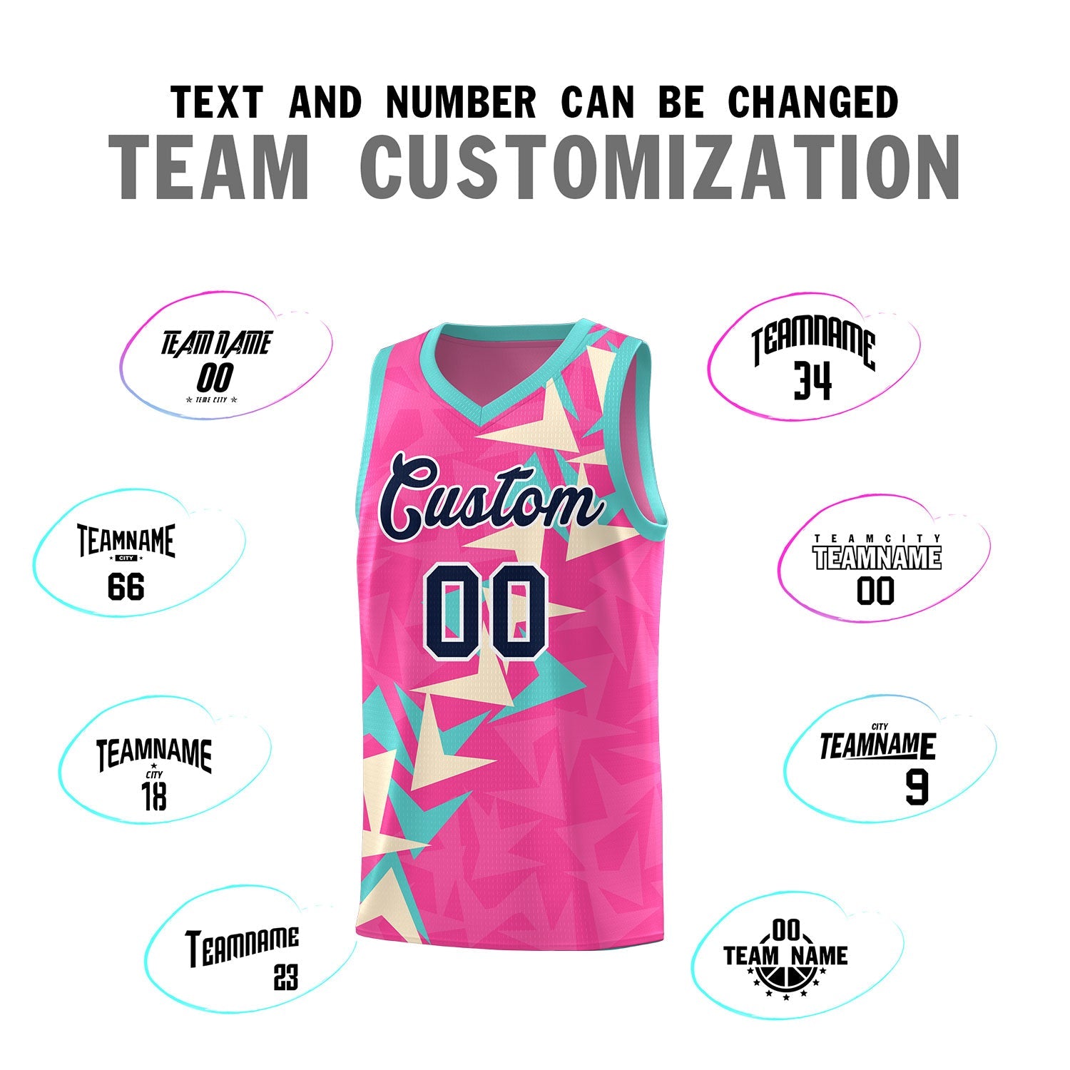 Custom Pink Boomerang Pattern Sets Basketball Jersey