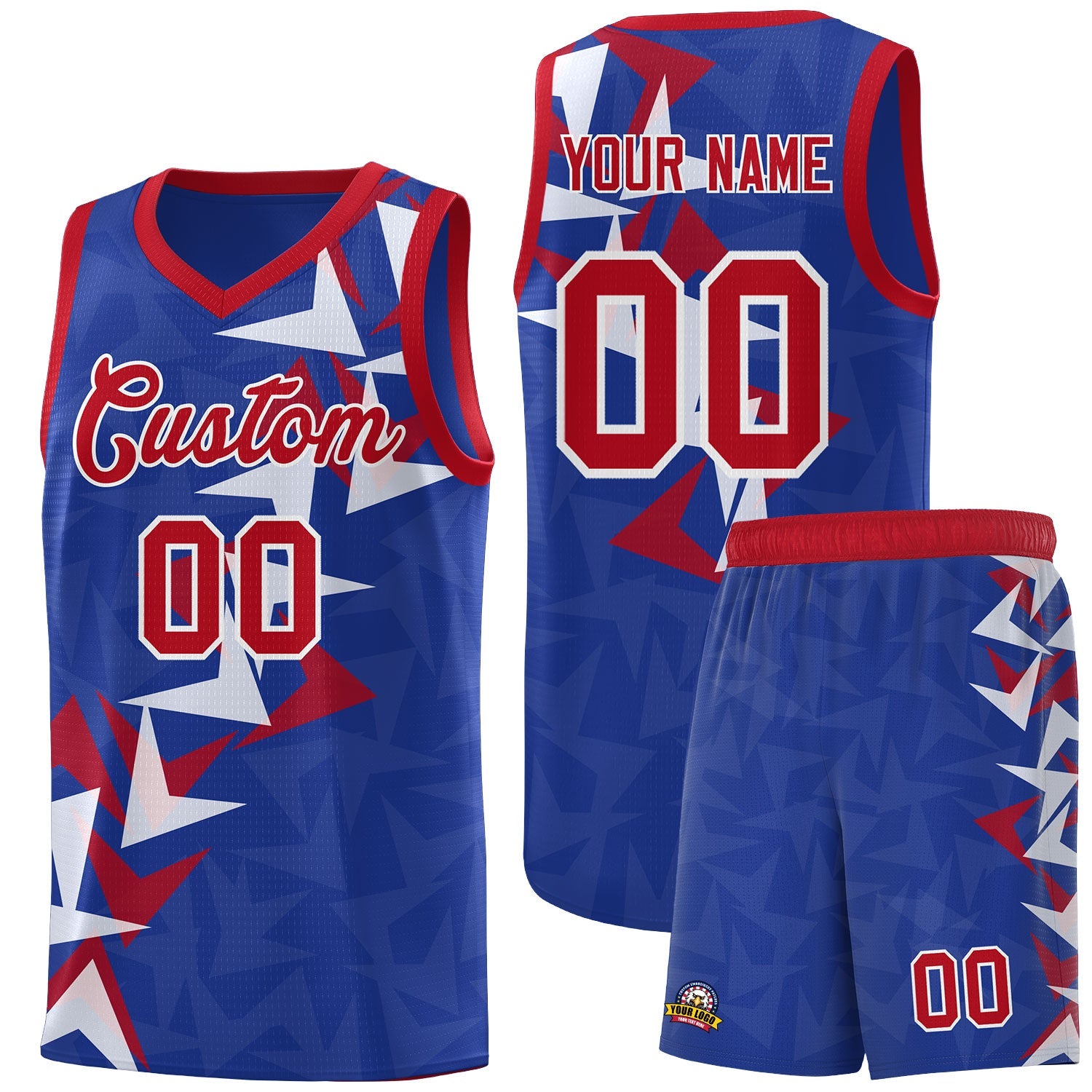 Custom Royal Boomerang Pattern Sets Basketball Jersey