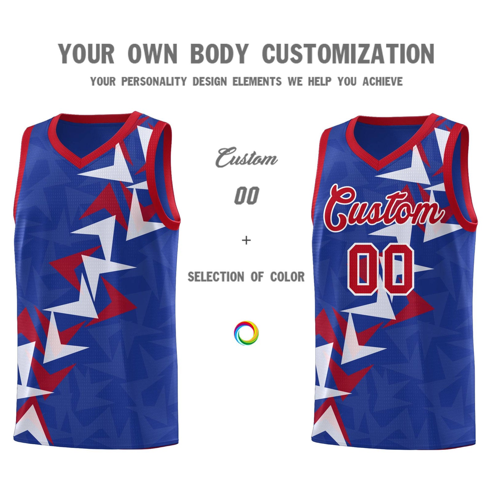 Custom Royal Boomerang Pattern Sets Basketball Jersey