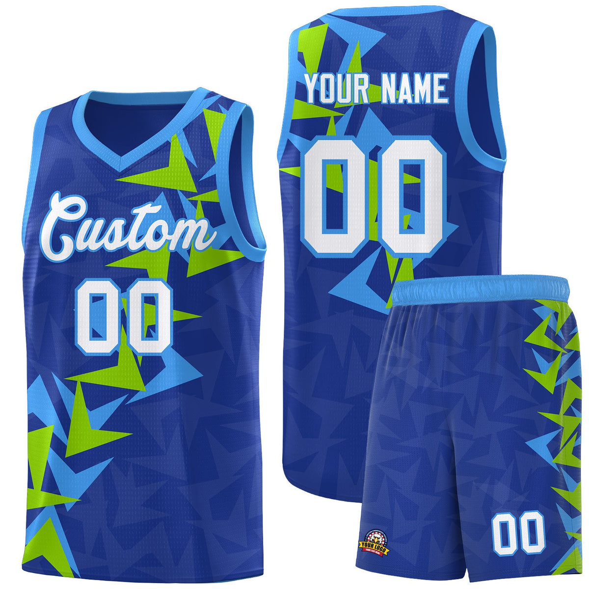 Custom Royal Boomerang Pattern Sets Basketball Jersey