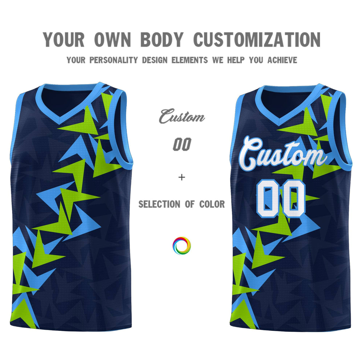 Custom Navy Boomerang Pattern Sets Basketball Jersey