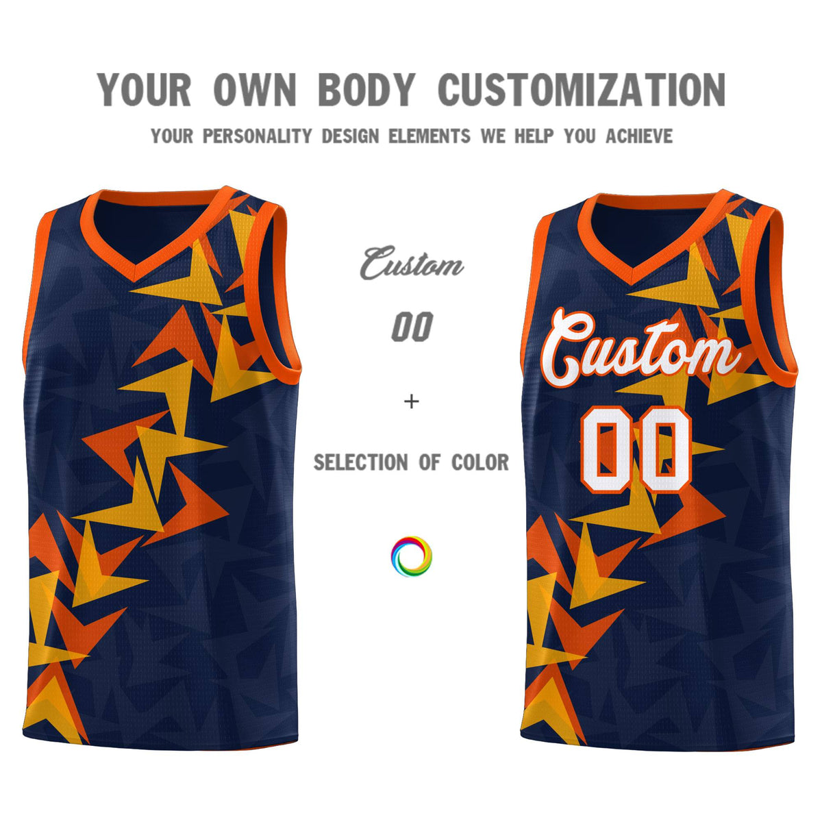 Custom Navy Boomerang Pattern Sets Basketball Jersey