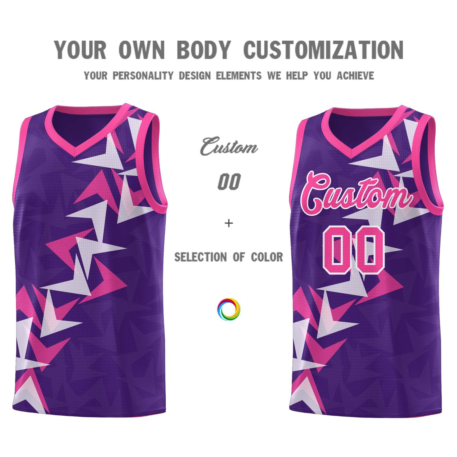 Custom Purple Boomerang Pattern Sets Basketball Jersey