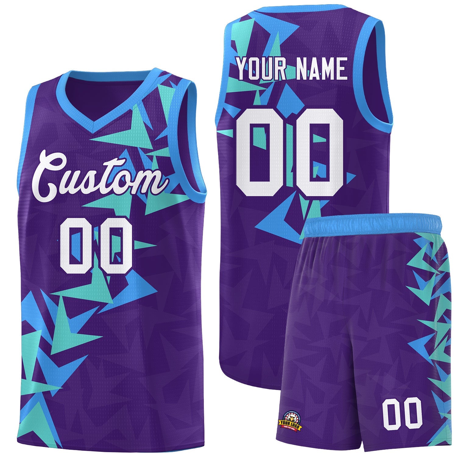 Custom Purple Boomerang Pattern Sets Basketball Jersey
