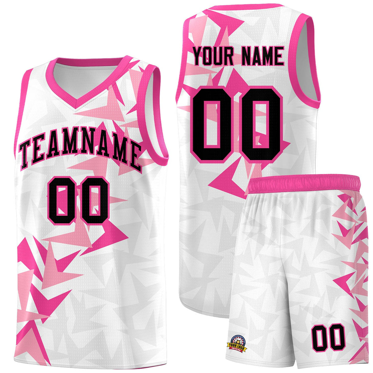 Custom White Boomerang Pattern Sets Basketball Jersey