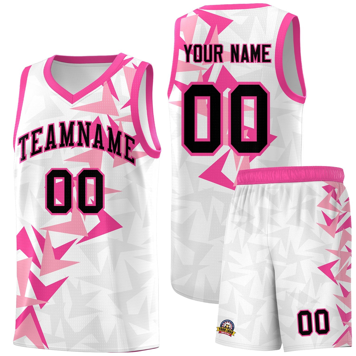 Custom White Boomerang Pattern Sets Basketball Jersey