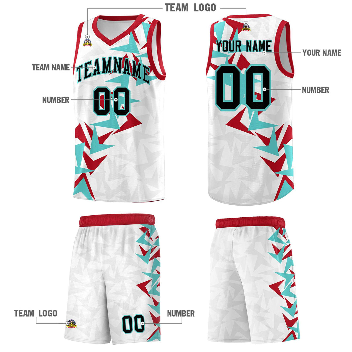 Custom White Boomerang Pattern Sets Basketball Jersey
