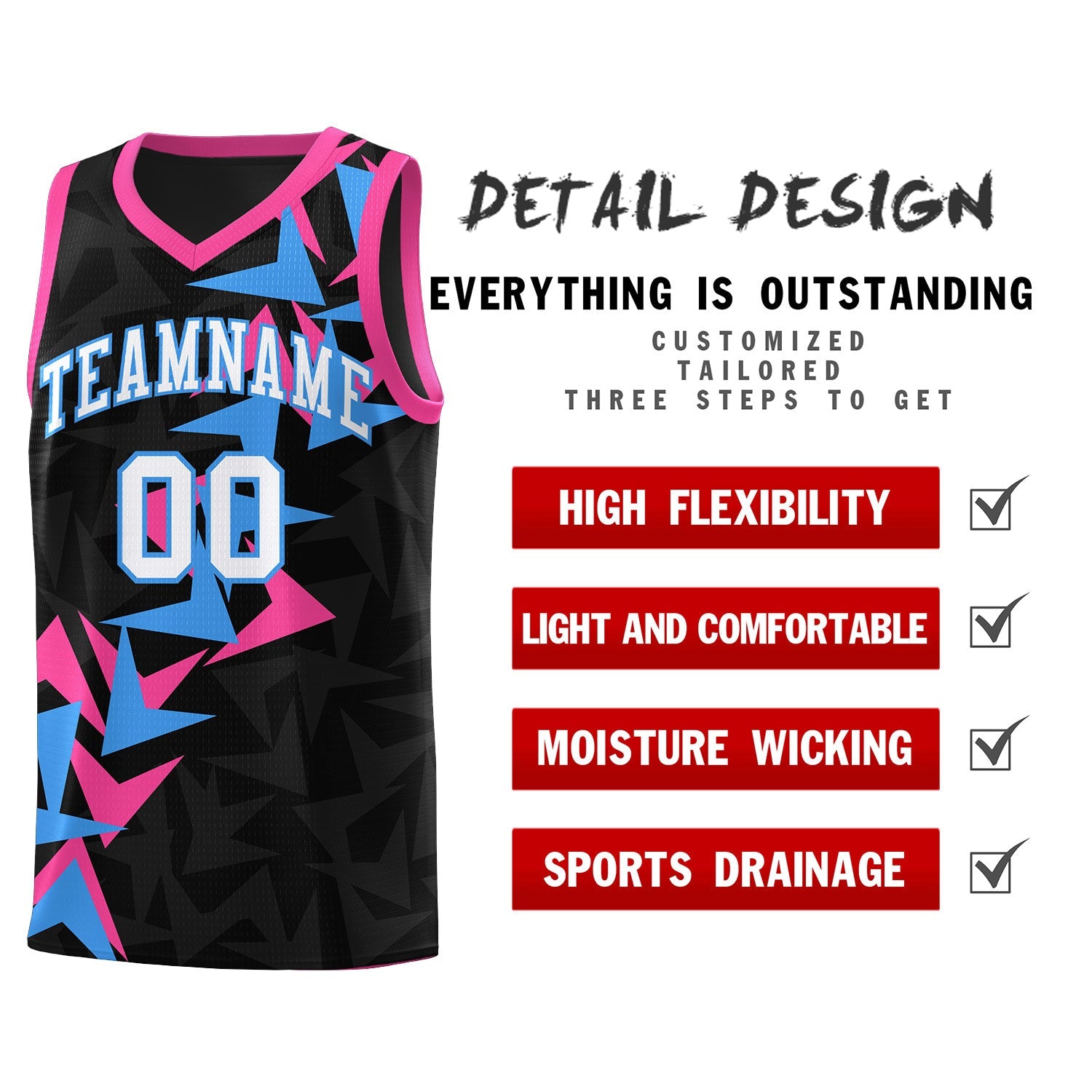Custom Black Boomerang Pattern Sets Basketball Jersey