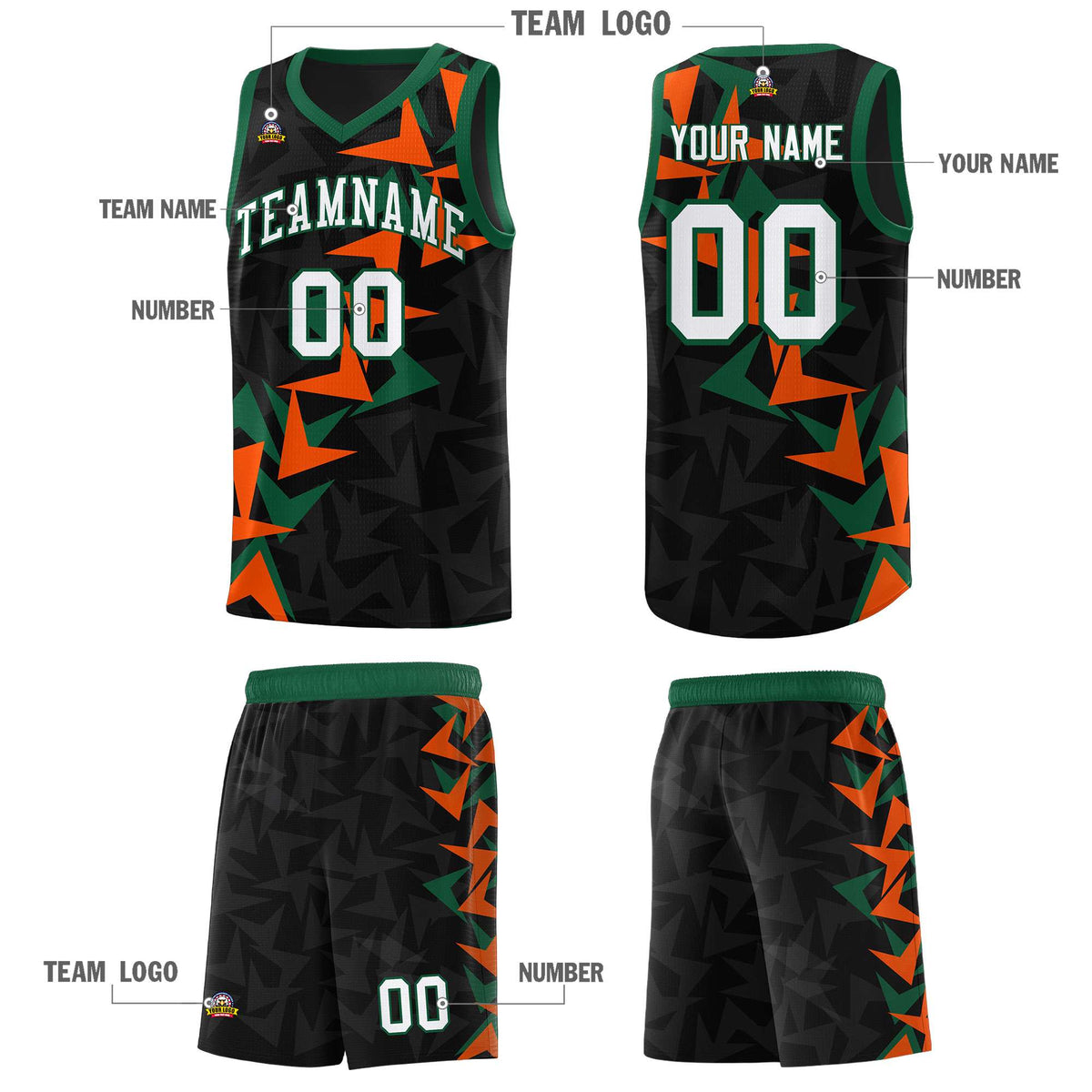 Custom Black Boomerang Pattern Sets Basketball Jersey