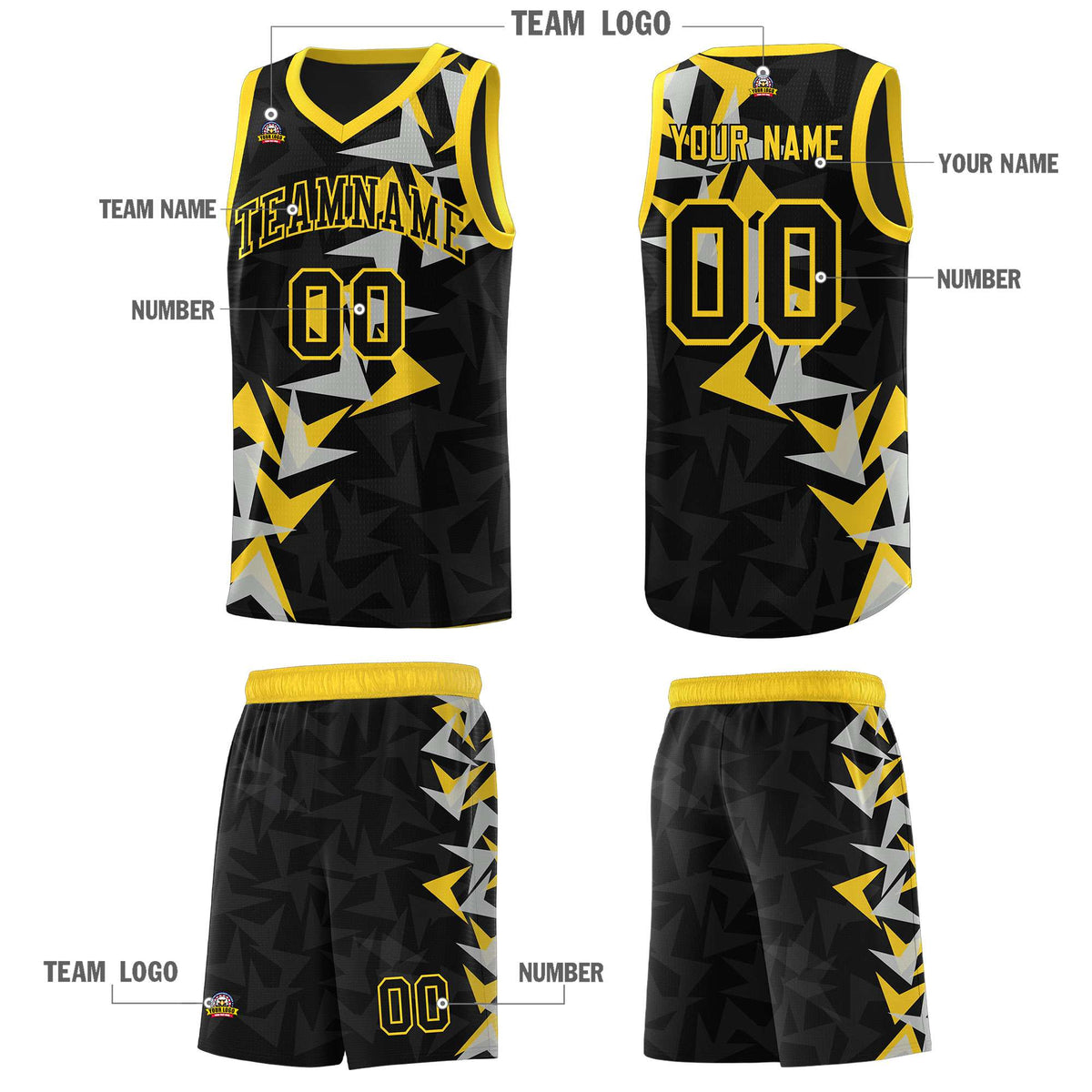 Custom Black Boomerang Pattern Sets Basketball Jersey
