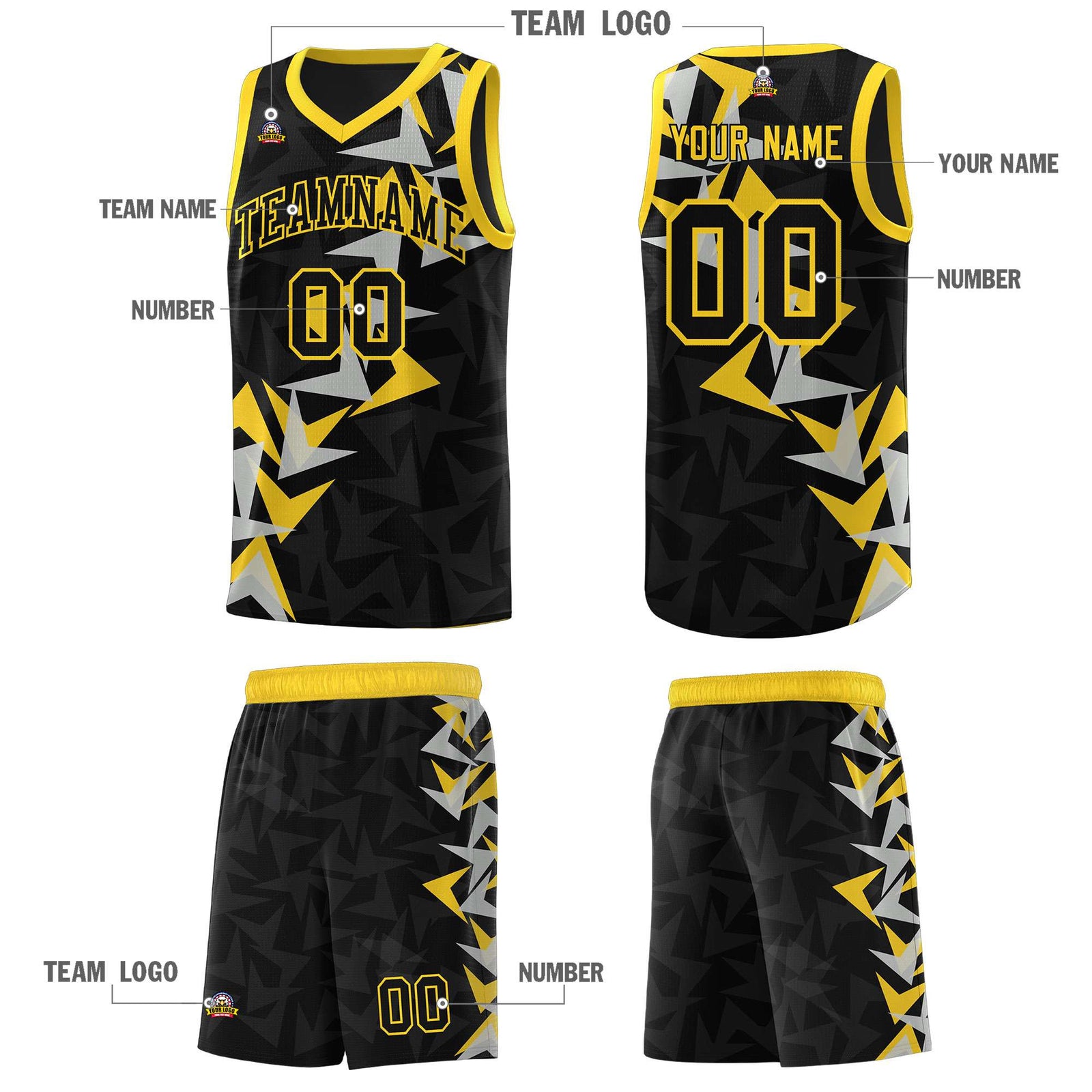 Custom Black Boomerang Pattern Sets Basketball Jersey