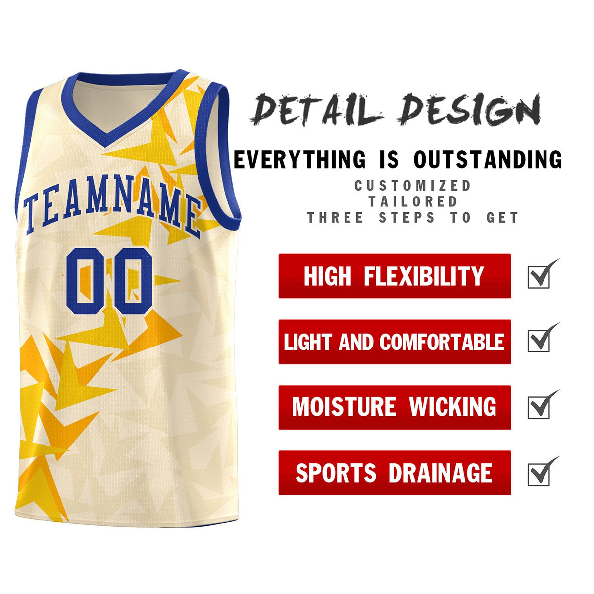 Custom Cream Boomerang Pattern Sets Basketball Jersey