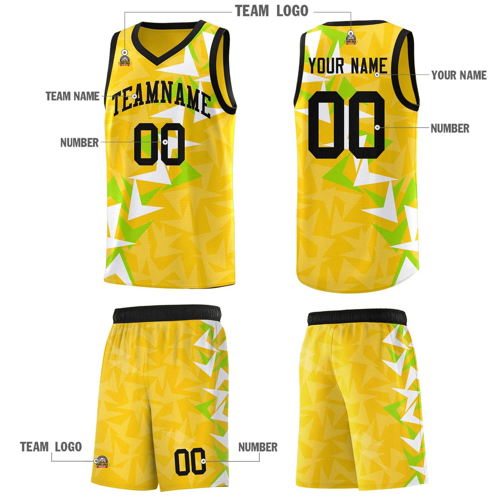 Custom Gold Boomerang Pattern Sets Basketball Jersey