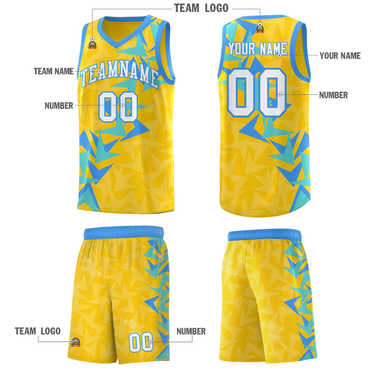 Custom Gold Boomerang Pattern Sets Basketball Jersey
