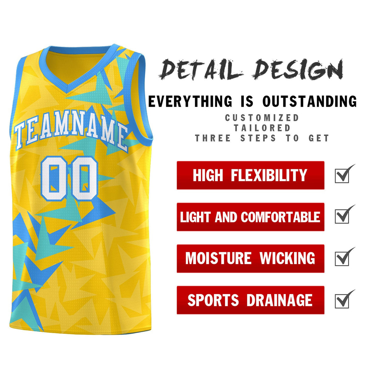 Custom Gold Boomerang Pattern Sets Basketball Jersey