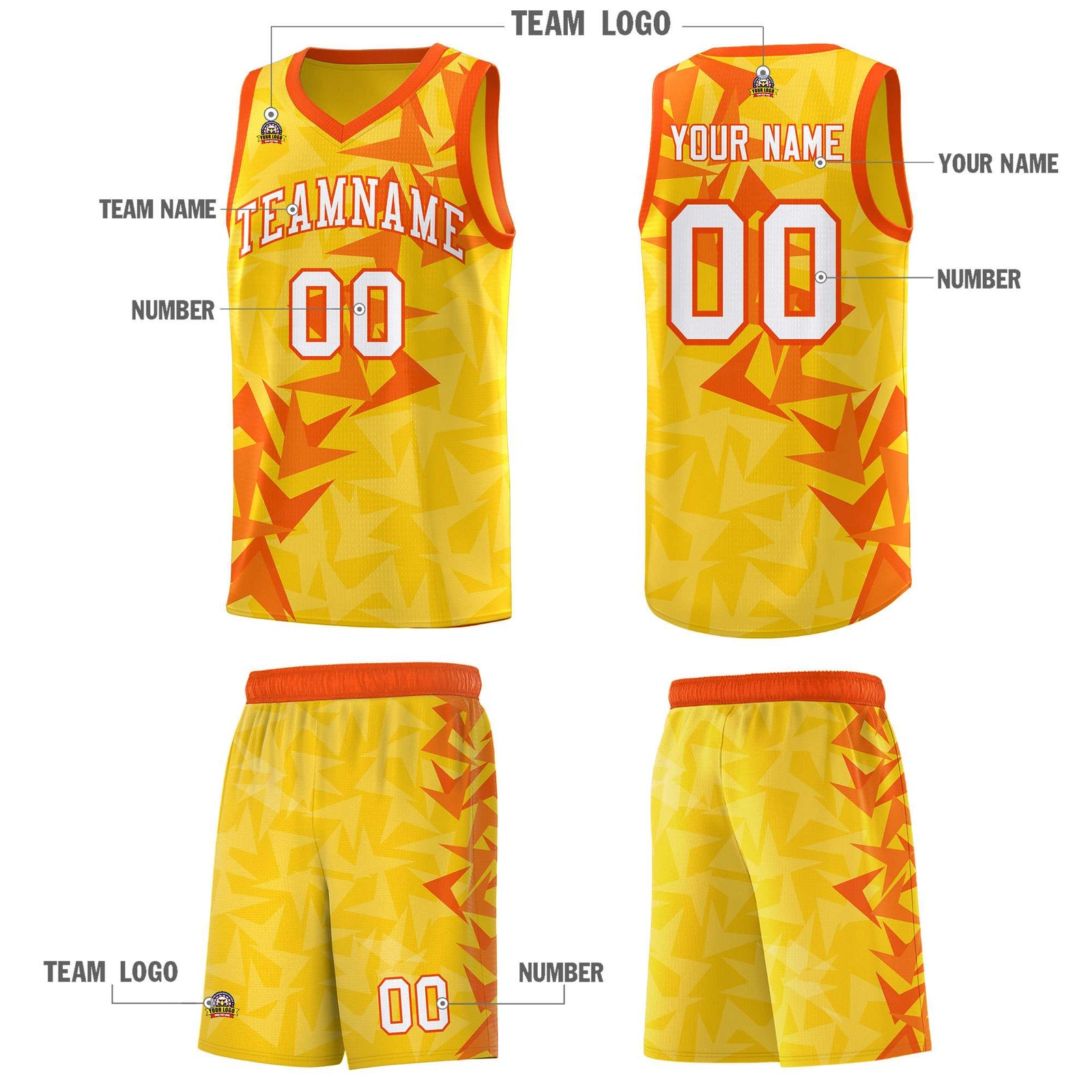 Custom Gold Boomerang Pattern Sets Basketball Jersey