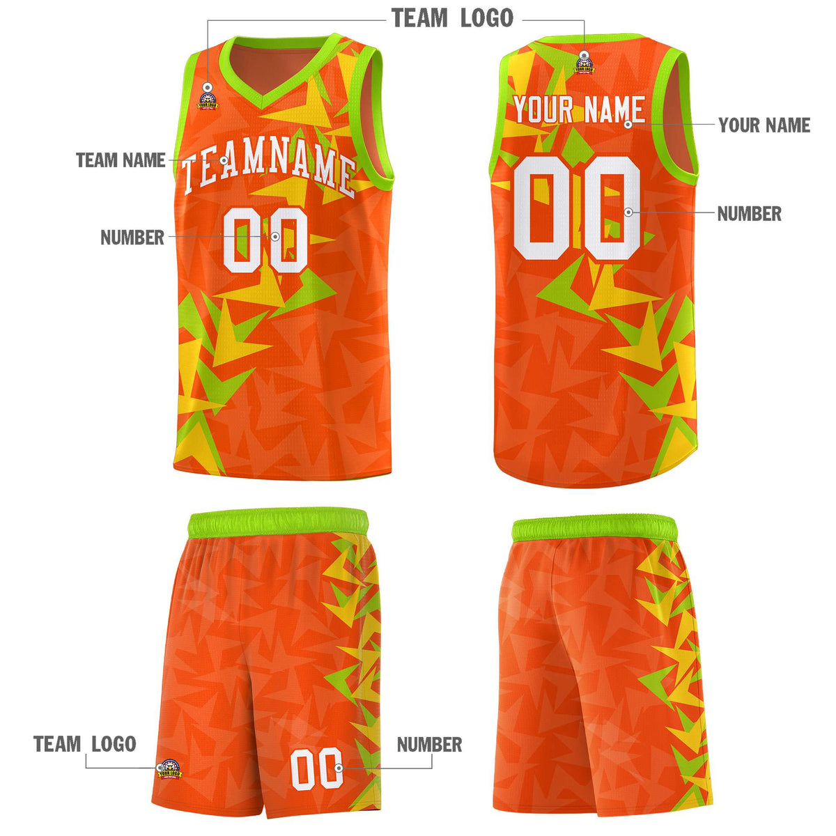 Custom Orange Boomerang Pattern Sets Basketball Jersey