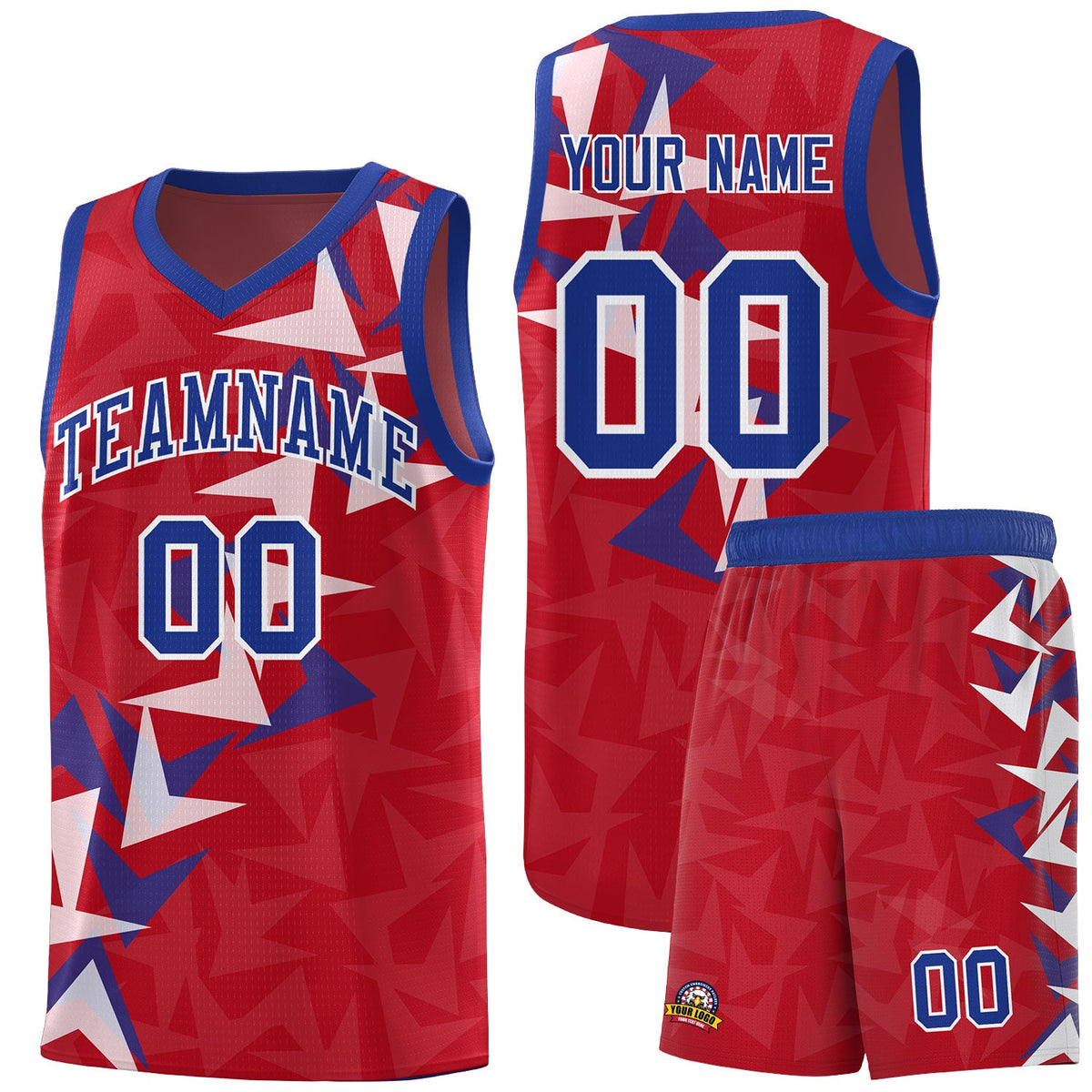 Custom Red Boomerang Pattern Sets Basketball Jersey