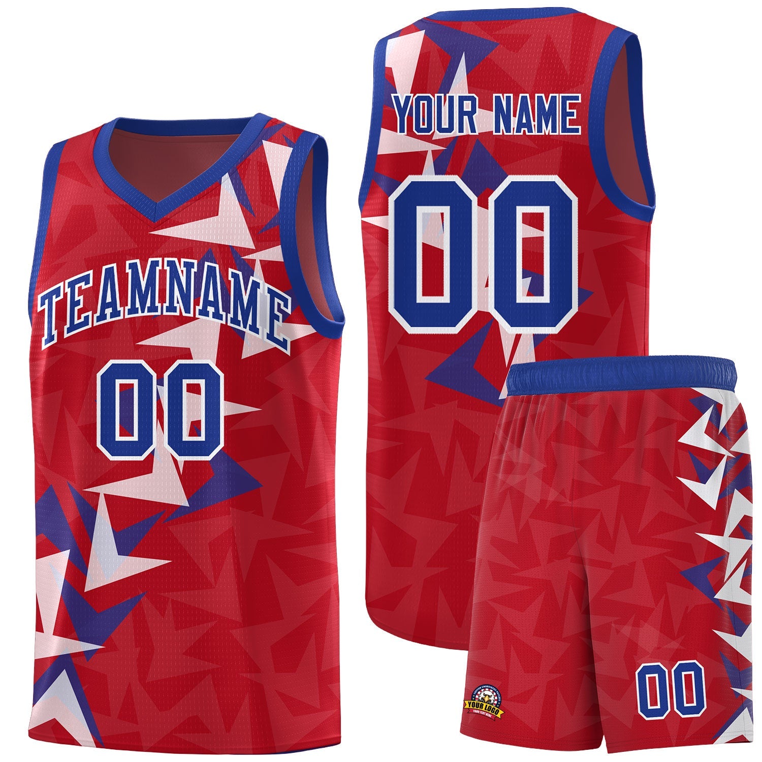 Custom Red Boomerang Pattern Sets Basketball Jersey